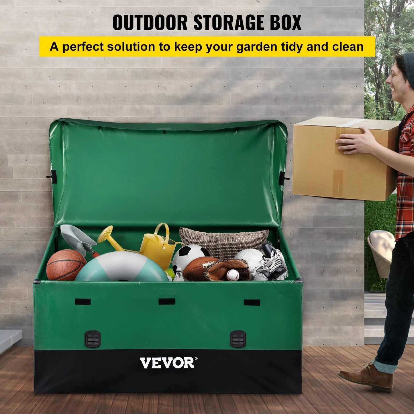 VEVOR Outdoor Storage Box, 230 Gallon Waterproof PE Tarpaulin Deck Box with Galvanized Frame,-$55