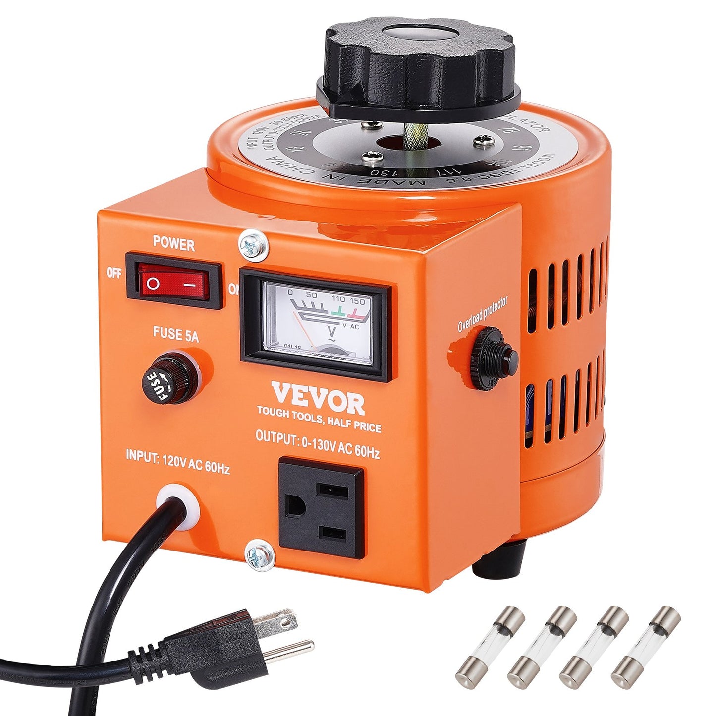 VEVOR 500VA Auto Variable Voltage Transformer, 3.84 Amp, 110V Input 0-130V Output AC Voltage,-$40