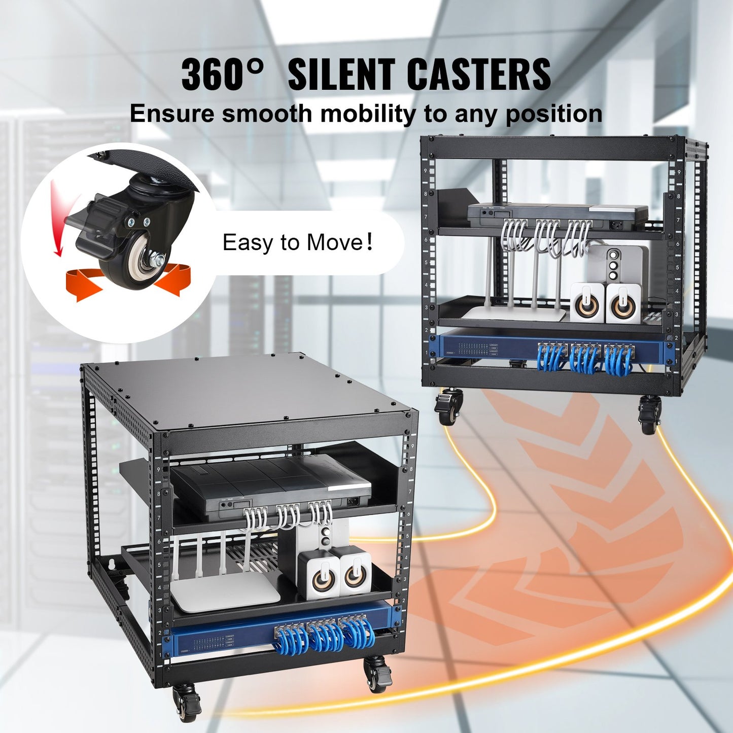VEVOR 9U 4 Post Open Frame Server Rack Network Enclosure 23''-40'' Adjustable,-$60