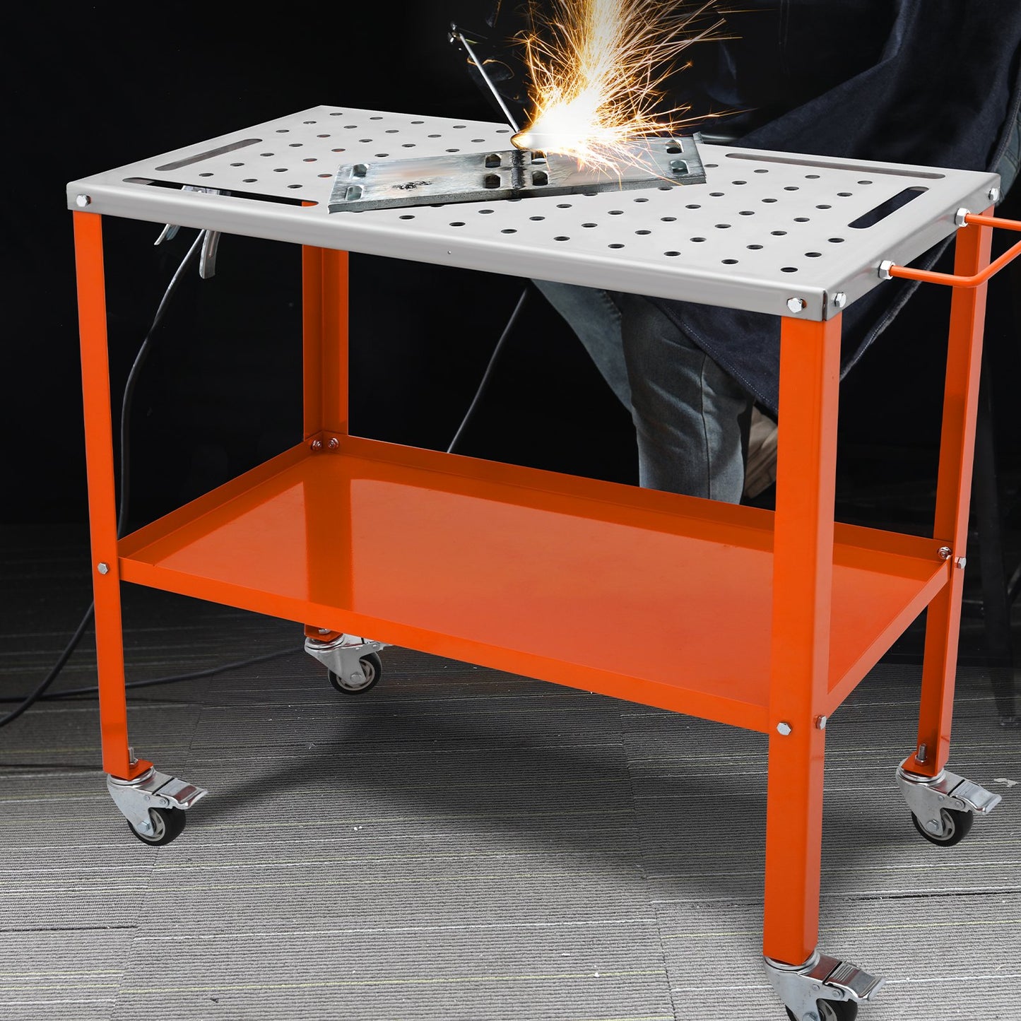 VEVOR 36" x 18" Welding Table, 1200lbs Load Capacity Steel Welding Workbench Table on Wheels,-$120
