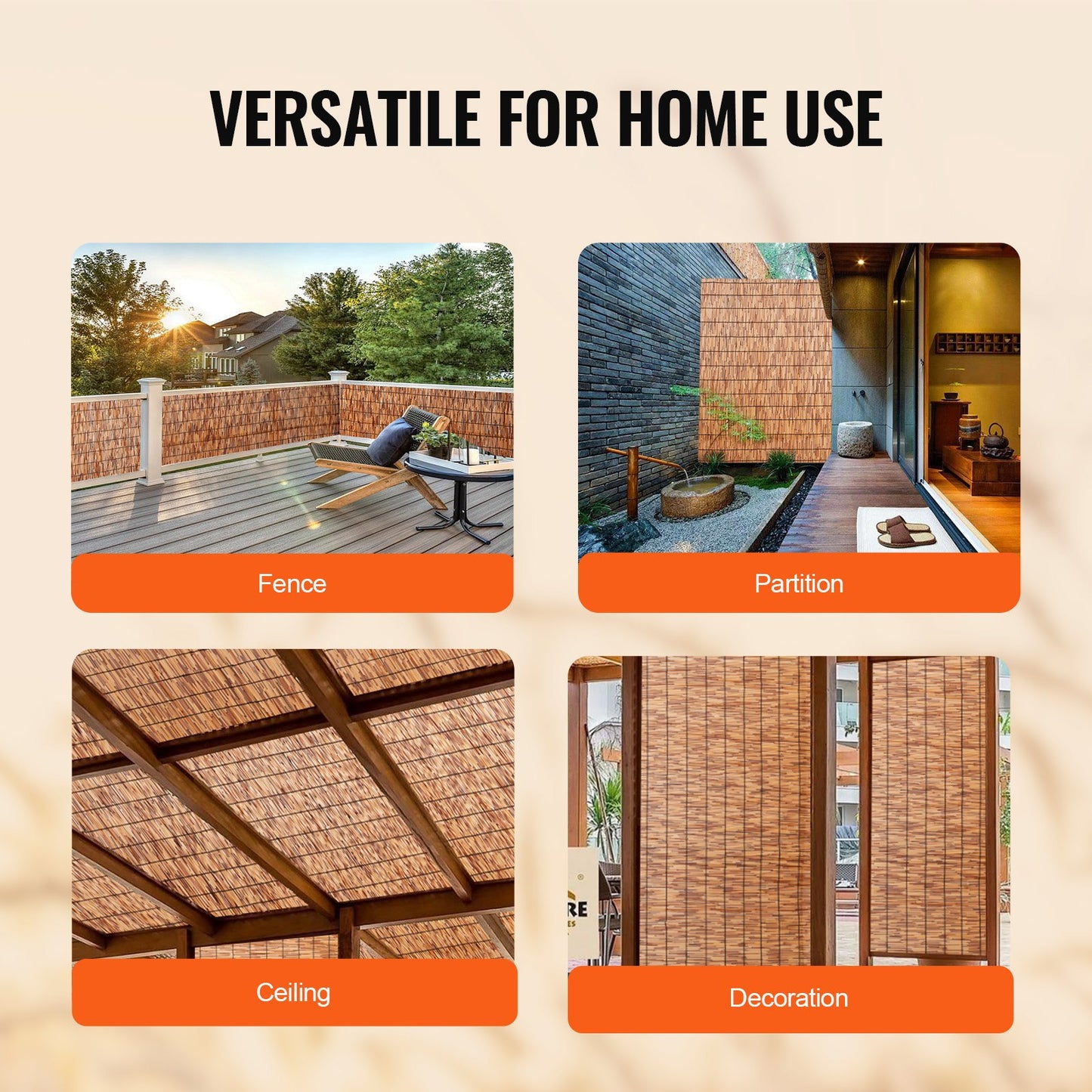 VEVOR Reed Fence Backyard Landscaping Privacy Blind Fencing Screen 13.3' x 3.3',-$30