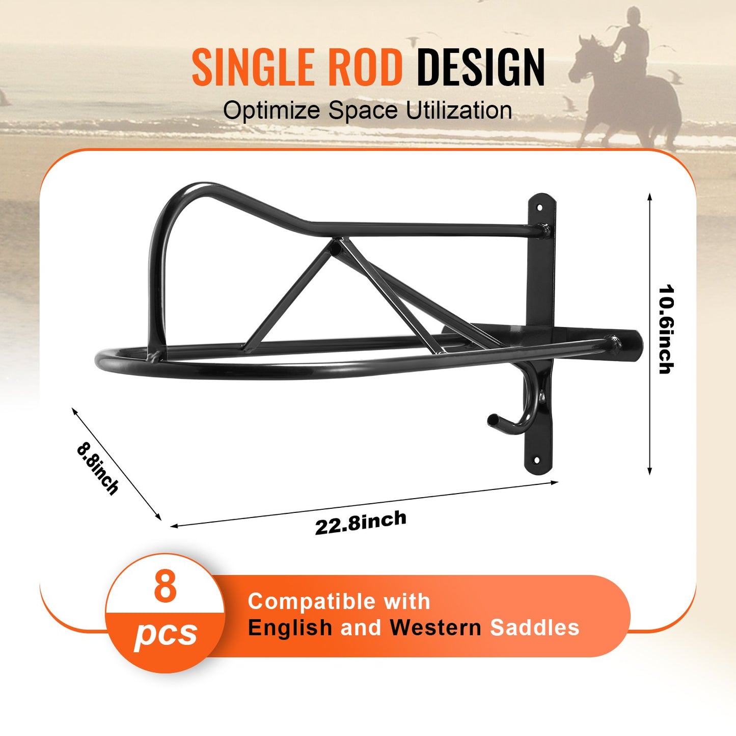 VEVOR Wall Mount Saddle Rack with Pad Bar 8 Packs Horse Saddle Rack Stand, -$85
