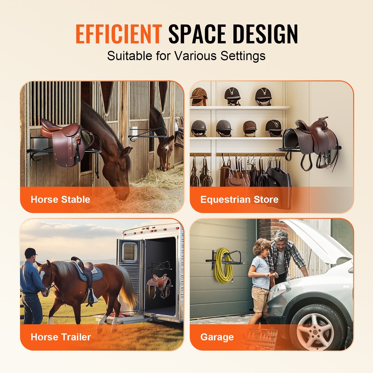 VEVOR Wall Mount Saddle Rack with Pad Bar 8 Packs Horse Saddle Rack Stand, -$85