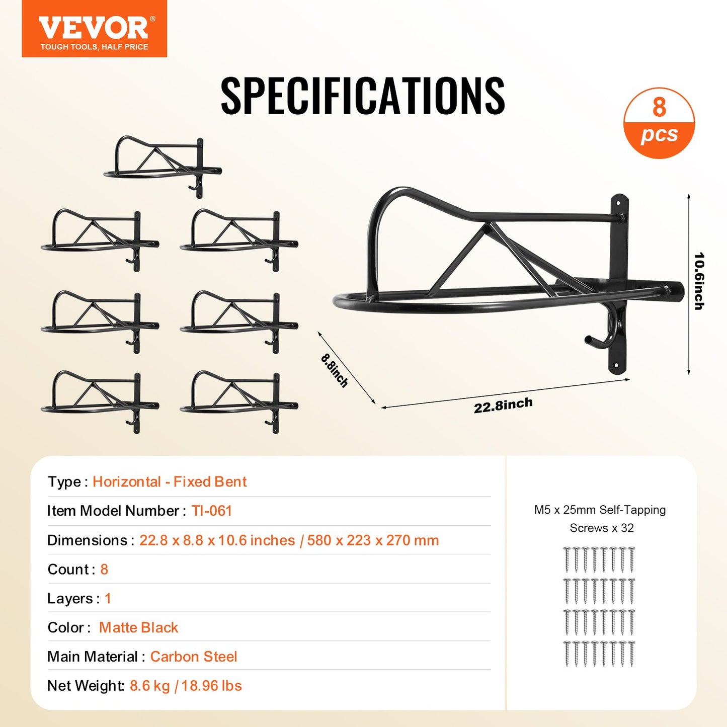 VEVOR Wall Mount Saddle Rack with Pad Bar 8 Packs Horse Saddle Rack Stand, -$85