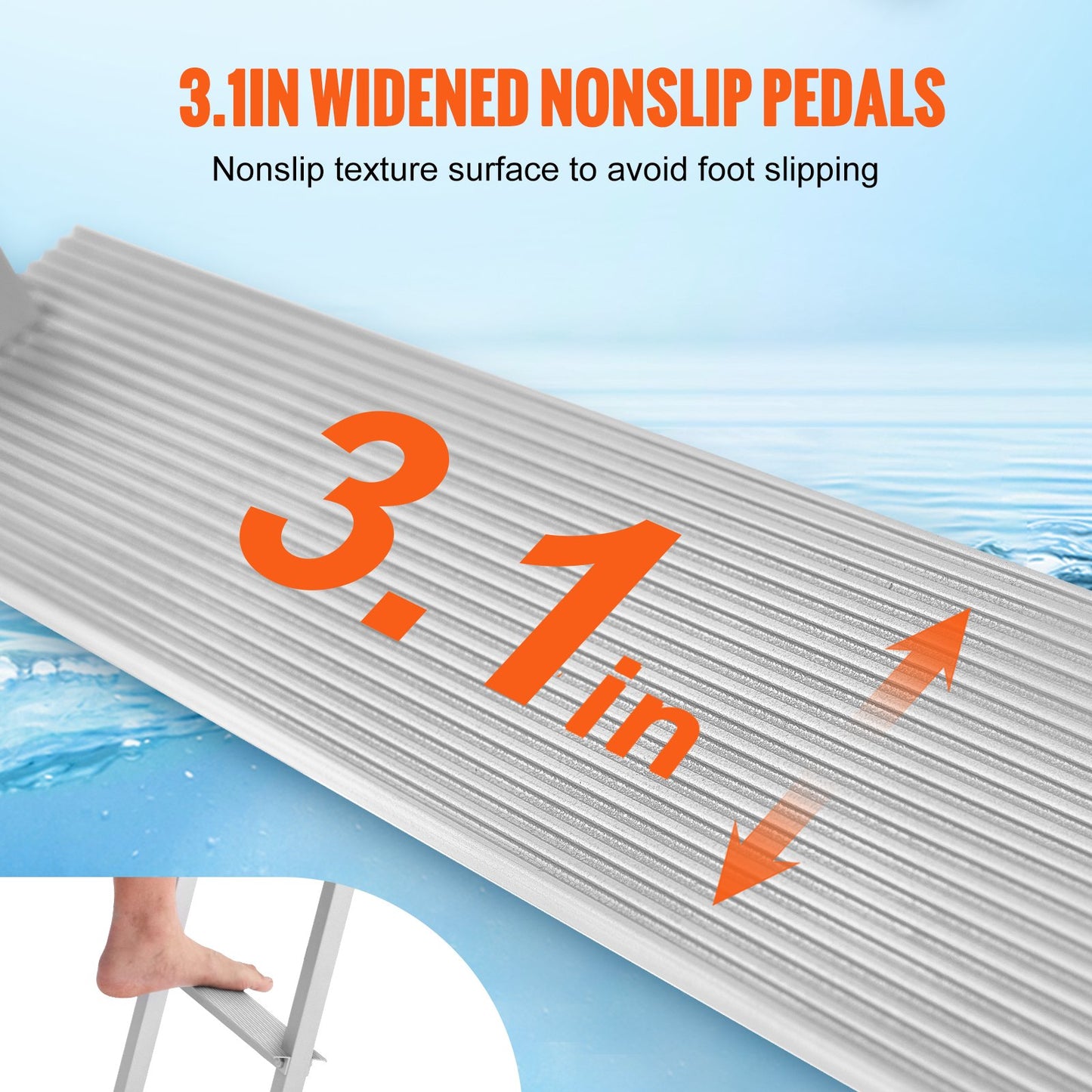 VEVOR Dock Ladder, Removable 3 Steps, 500 lbs Load Capacity, Aluminum Alloy Pontoon Boat Ladder,-$60