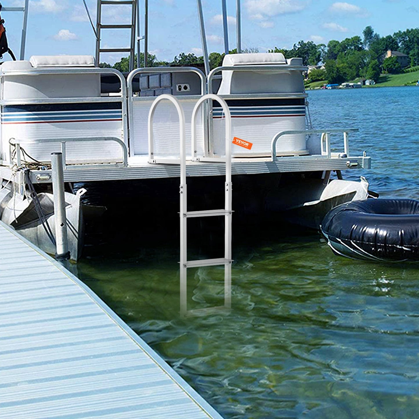 VEVOR Dock Ladder, Removable 3 Steps, 500 lbs Load Capacity, Aluminum Alloy Pontoon Boat Ladder,-$60