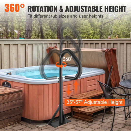 VEVOR Hot Tub Handrail, 360 Rotatable Spa Side Handrail with 35"-57" Adjustable Height, Rust-proof Aluminum