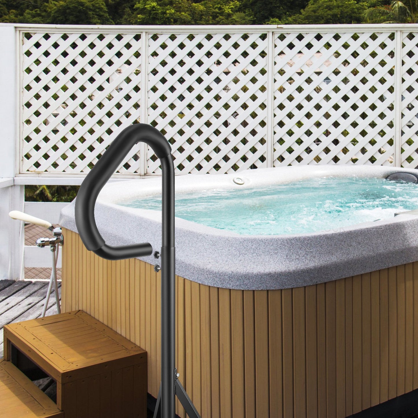 VEVOR Hot Tub Handrail, 360 Rotatable Spa Side Handrail with 35"-57" Adjustable Height, Rust-proof Aluminum