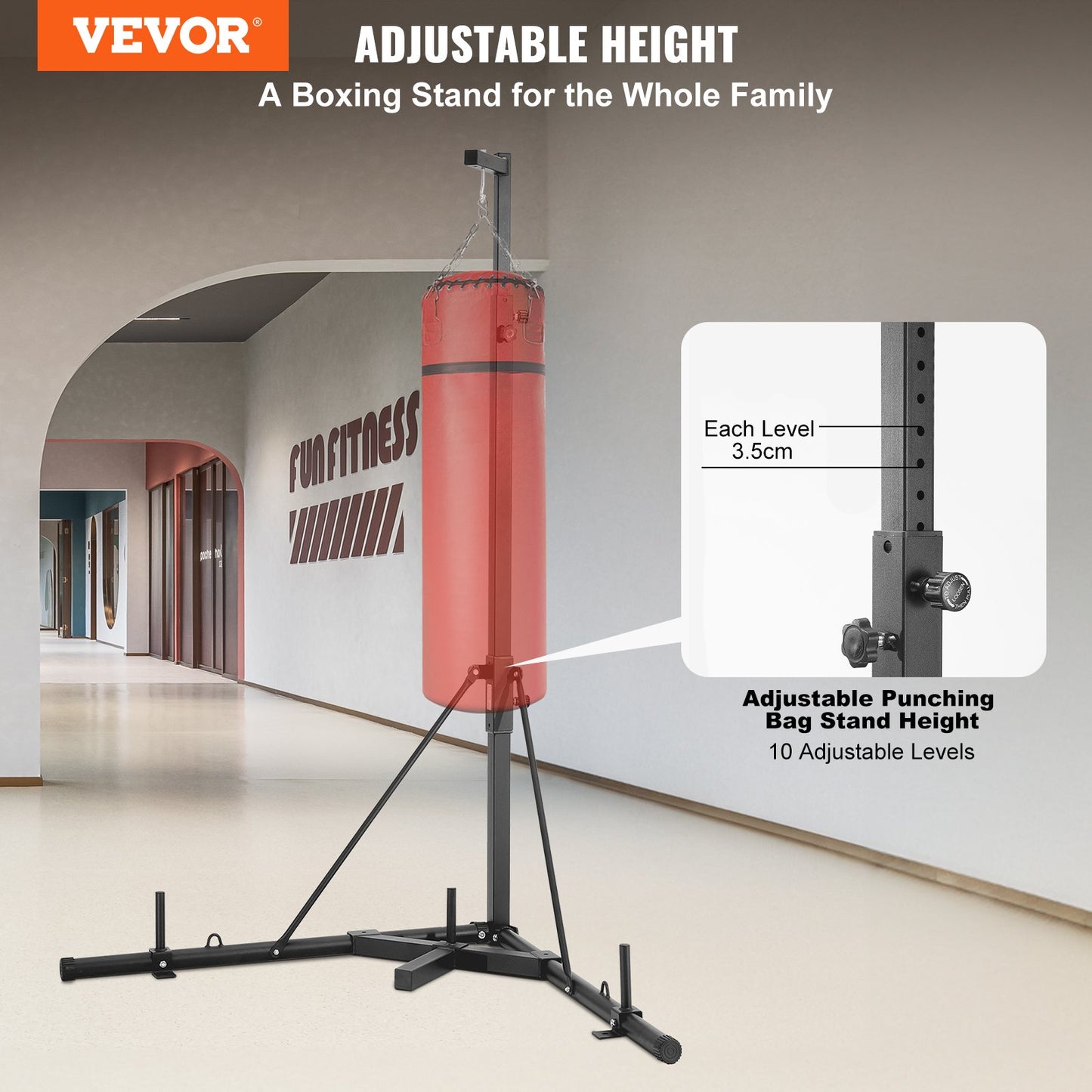 VEVOR Punching Bag Stand, Steel Heavy Duty Workout Training Equipment, Adjustable Height,-$95