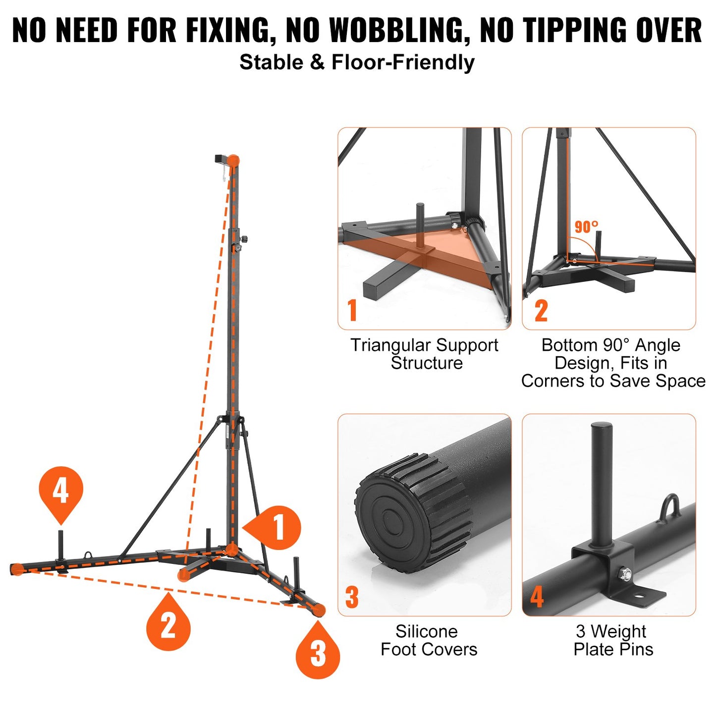 VEVOR Punching Bag Stand, Steel Heavy Duty Workout Training Equipment, Adjustable Height,-$95