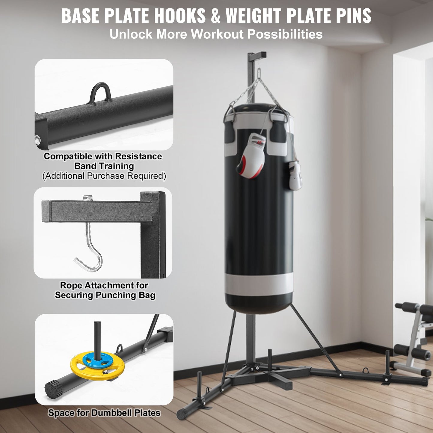 VEVOR Punching Bag Stand, Steel Heavy Duty Workout Training Equipment, Adjustable Height,-$95