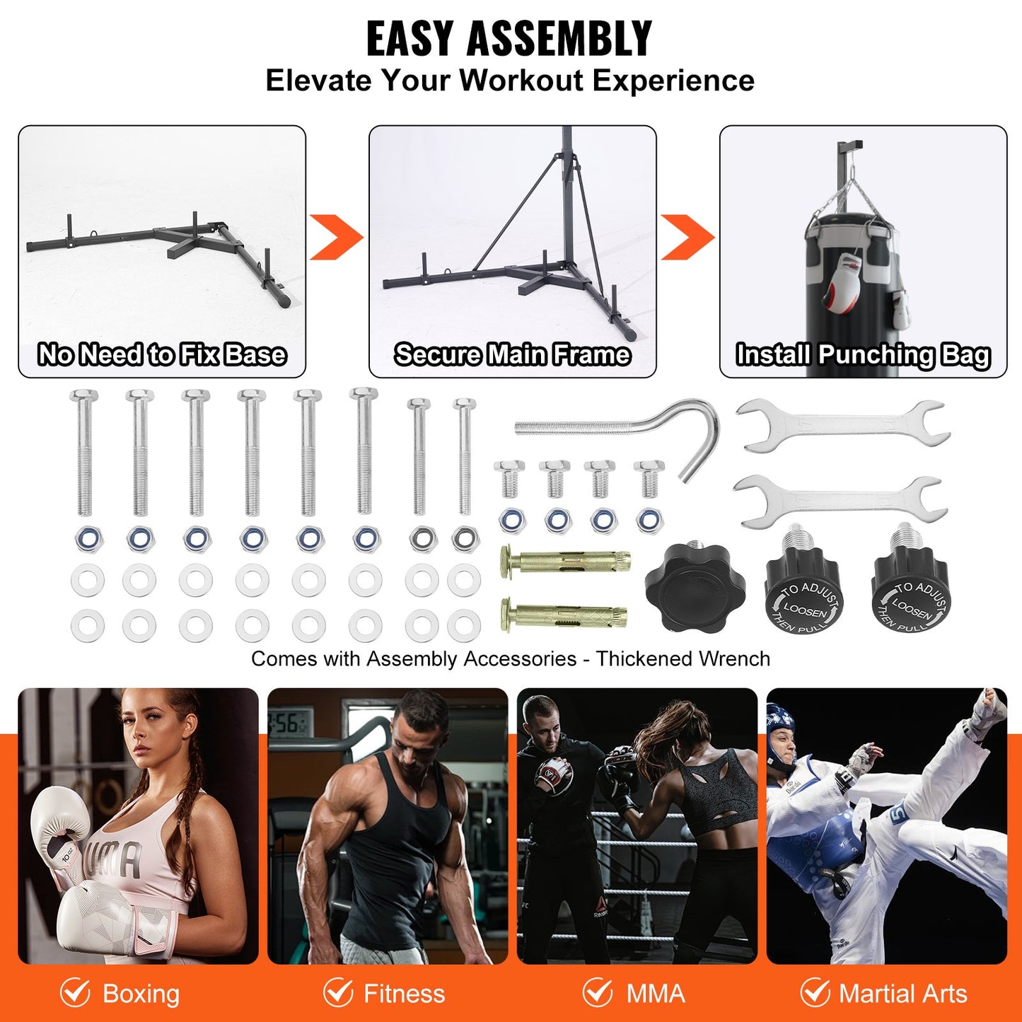 VEVOR Punching Bag Stand, Steel Heavy Duty Workout Training Equipment, Adjustable Height,-$95