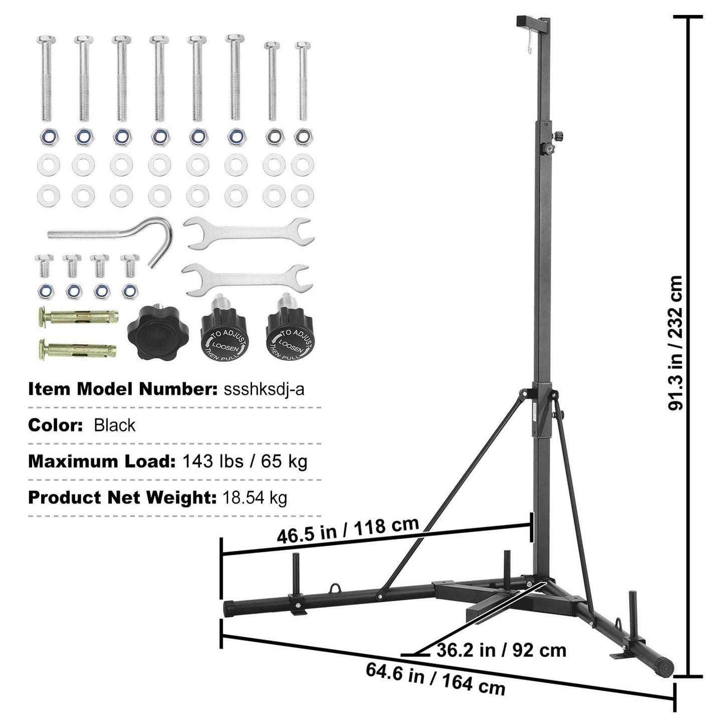 VEVOR Punching Bag Stand, Steel Heavy Duty Workout Training Equipment, Adjustable Height,-$95