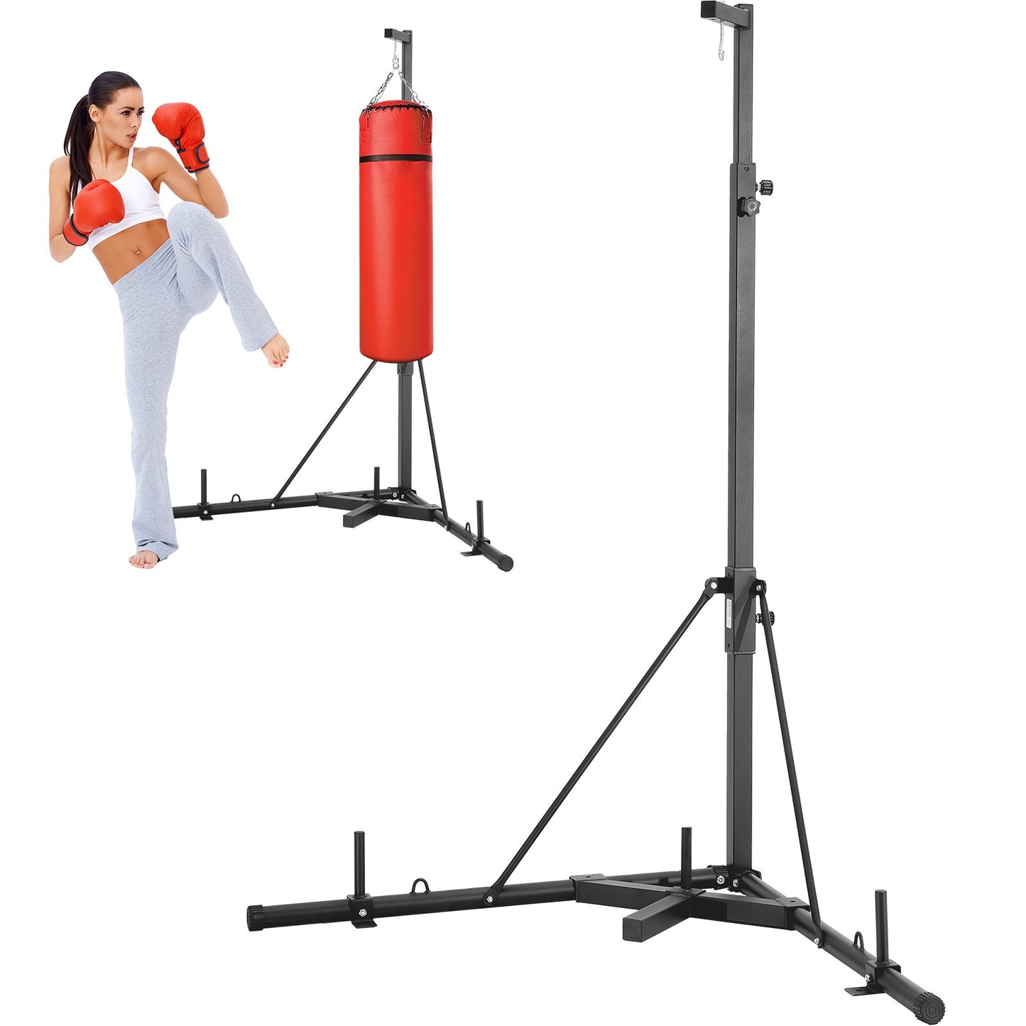 VEVOR Punching Bag Stand, Steel Heavy Duty Workout Training Equipment, Adjustable Height,-$95