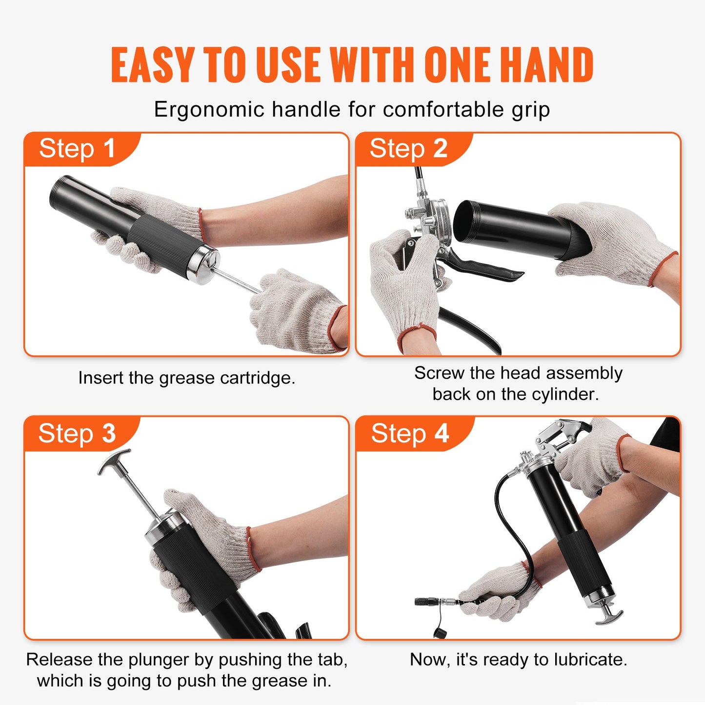 VEVOR Pistol Grip Grease Gun, 6000 PSI, 14 OZ / 400 CC Capacity Heavy Duty Professional Grease Gun,-$25