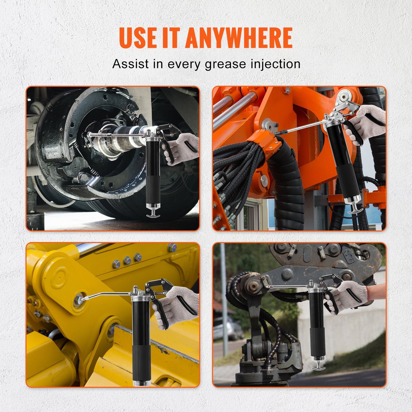 VEVOR Pistol Grip Grease Gun, 6000 PSI, 14 OZ / 400 CC Capacity Heavy Duty Professional Grease Gun,-$25