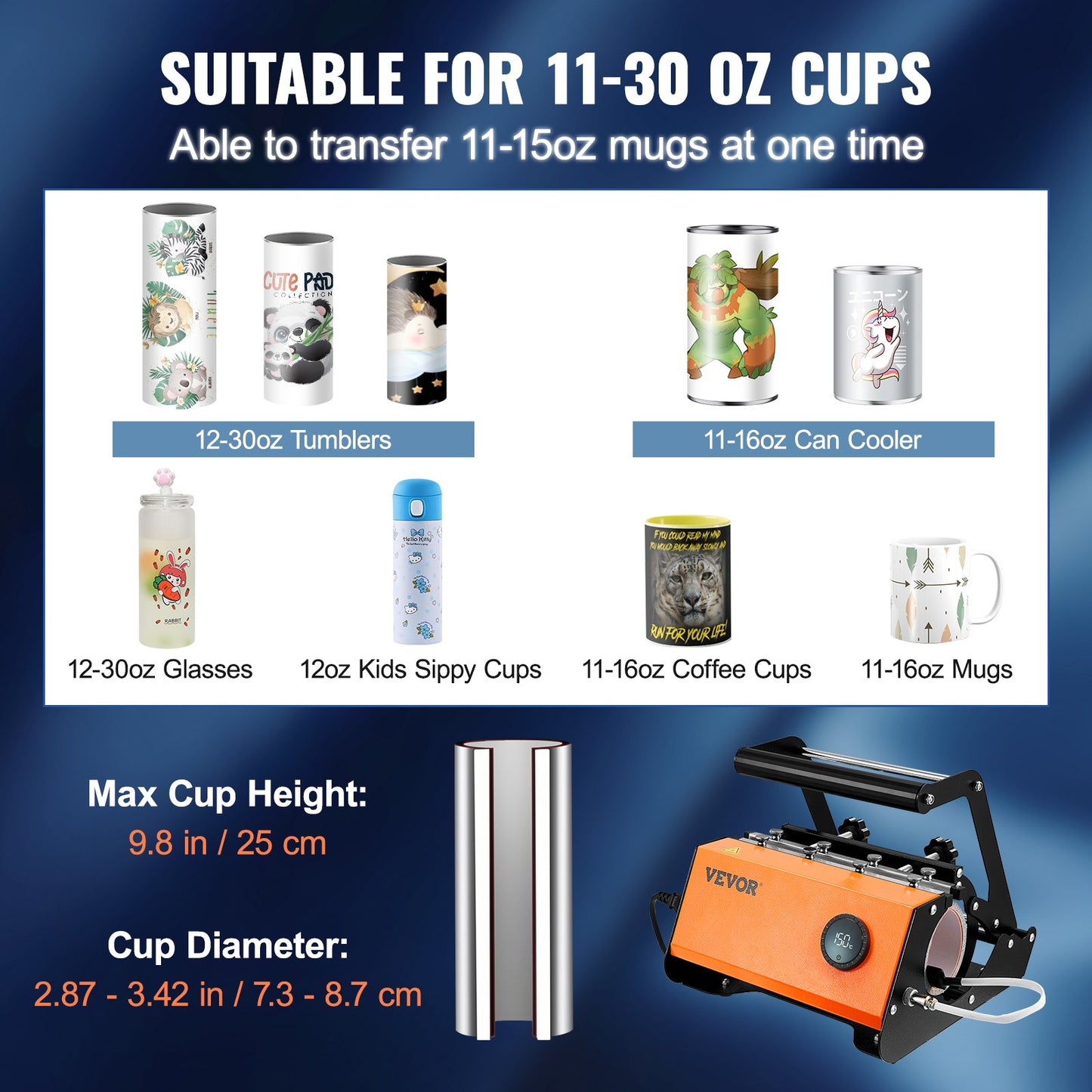 VEVOR Tumbler Heat Press, 30oz Mug Heat Press Machine Sublimation Transfer 11-15oz 16-25oz 30oz , -$110