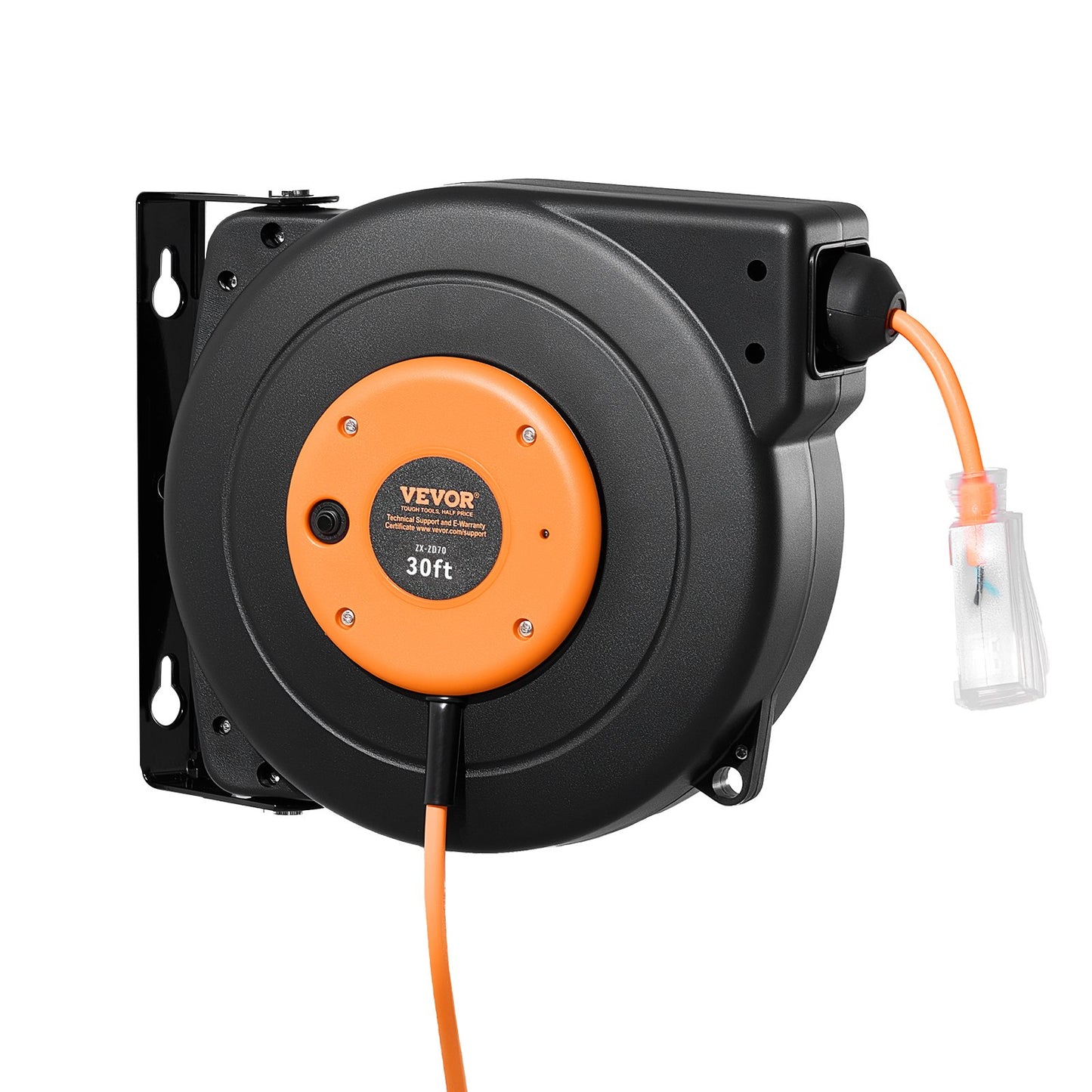 VEVOR Retractable Extension Cord Reel, 30 FT, Heavy Duty 16AWG/3C SJTOW Power Cord,-$45