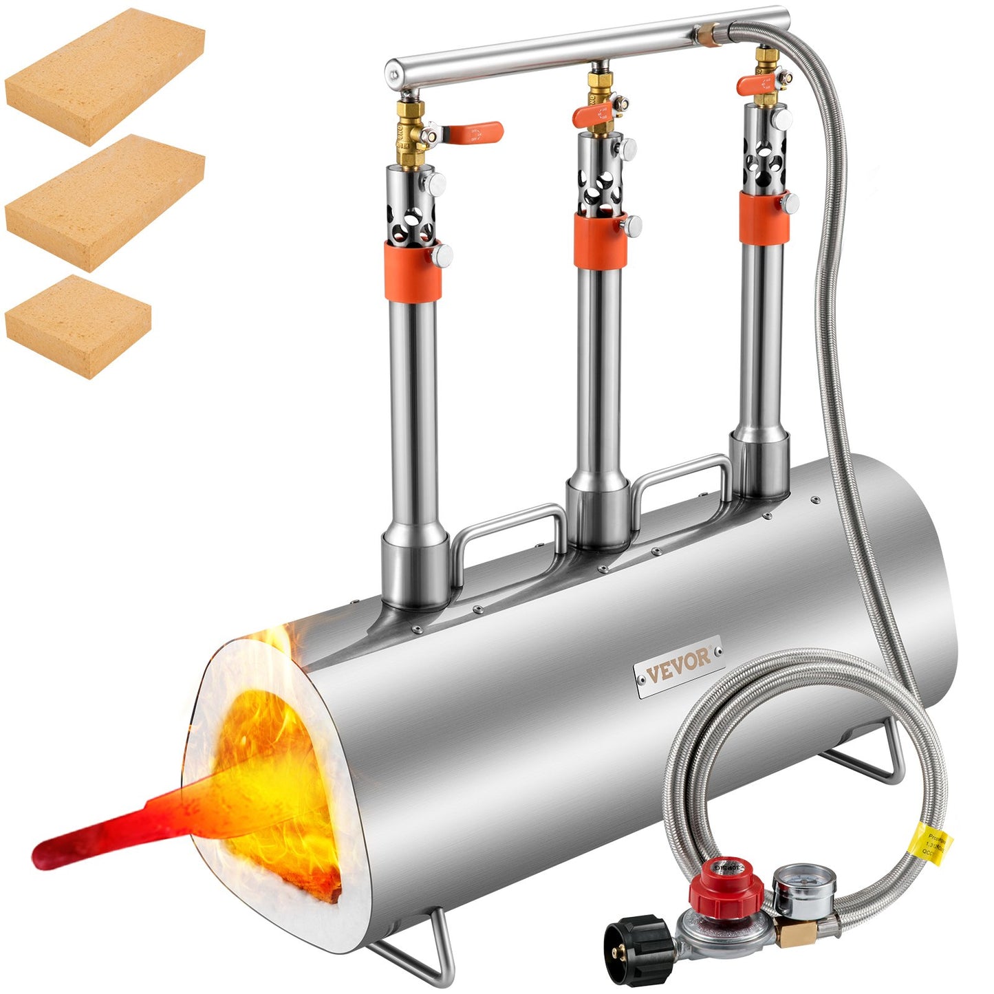 VEVOR Propane Forge Portable, Triple Burner Tool and Knife Making, Large Capacity Blacksmith Farrier,-$160