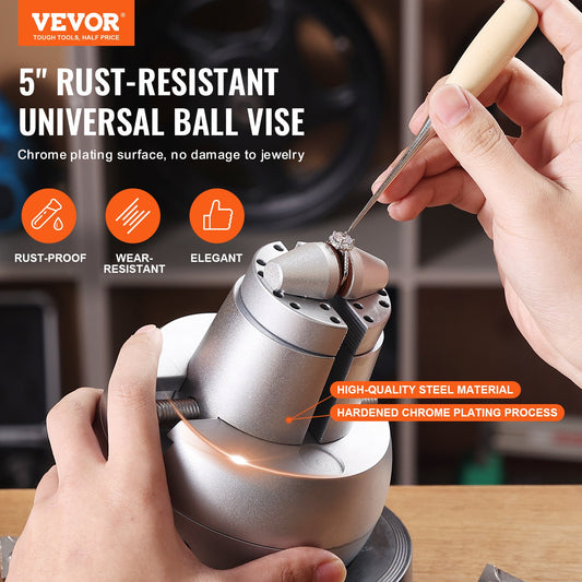 VEVOR Ball Vise, 5" Engraving Setting Tool, 360°Rotation Engraving Block Vise, 69 PCS Attachment,-$135