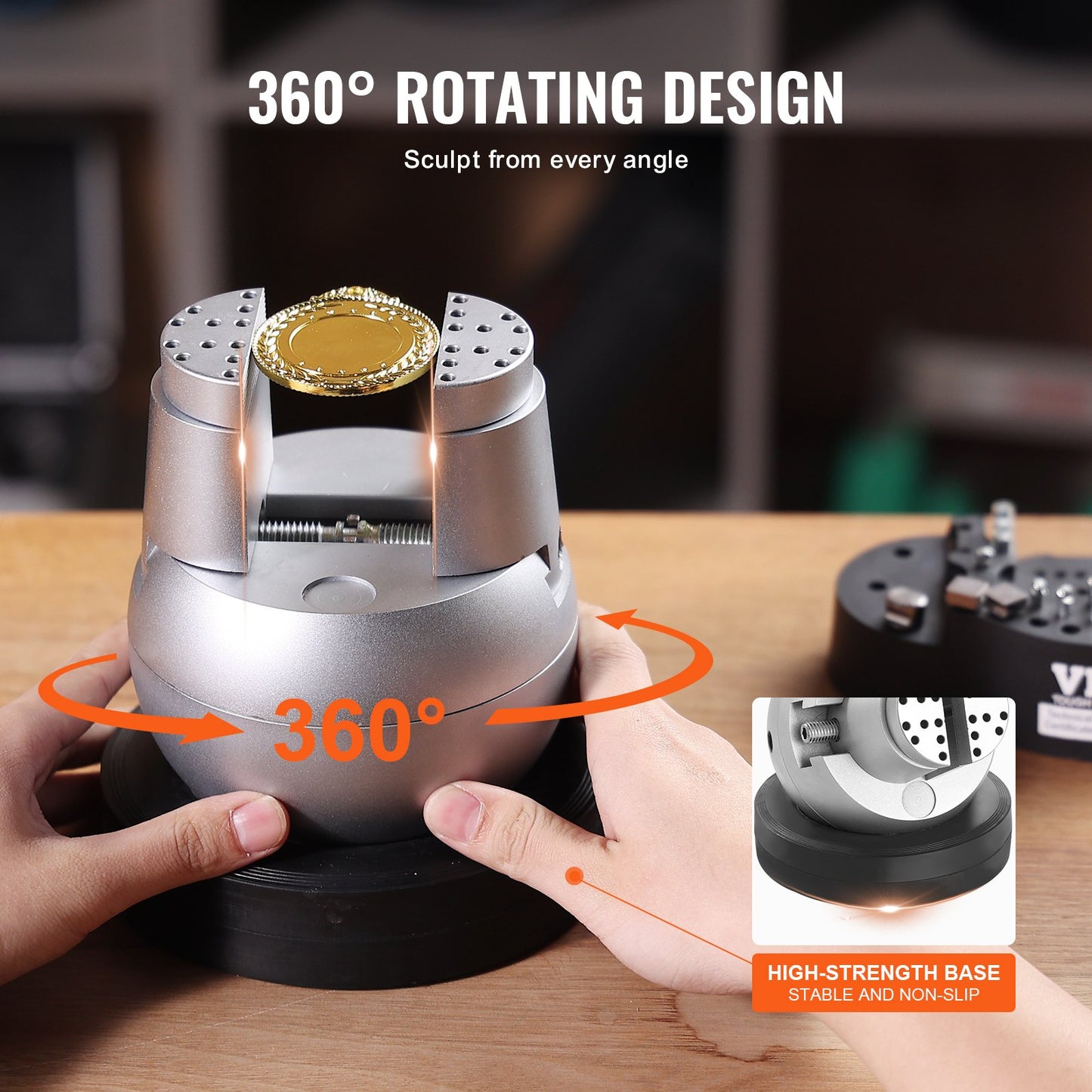 VEVOR Ball Vise, 5" Engraving Setting Tool, 360°Rotation Engraving Block Vise, 69 PCS Attachment,-$135