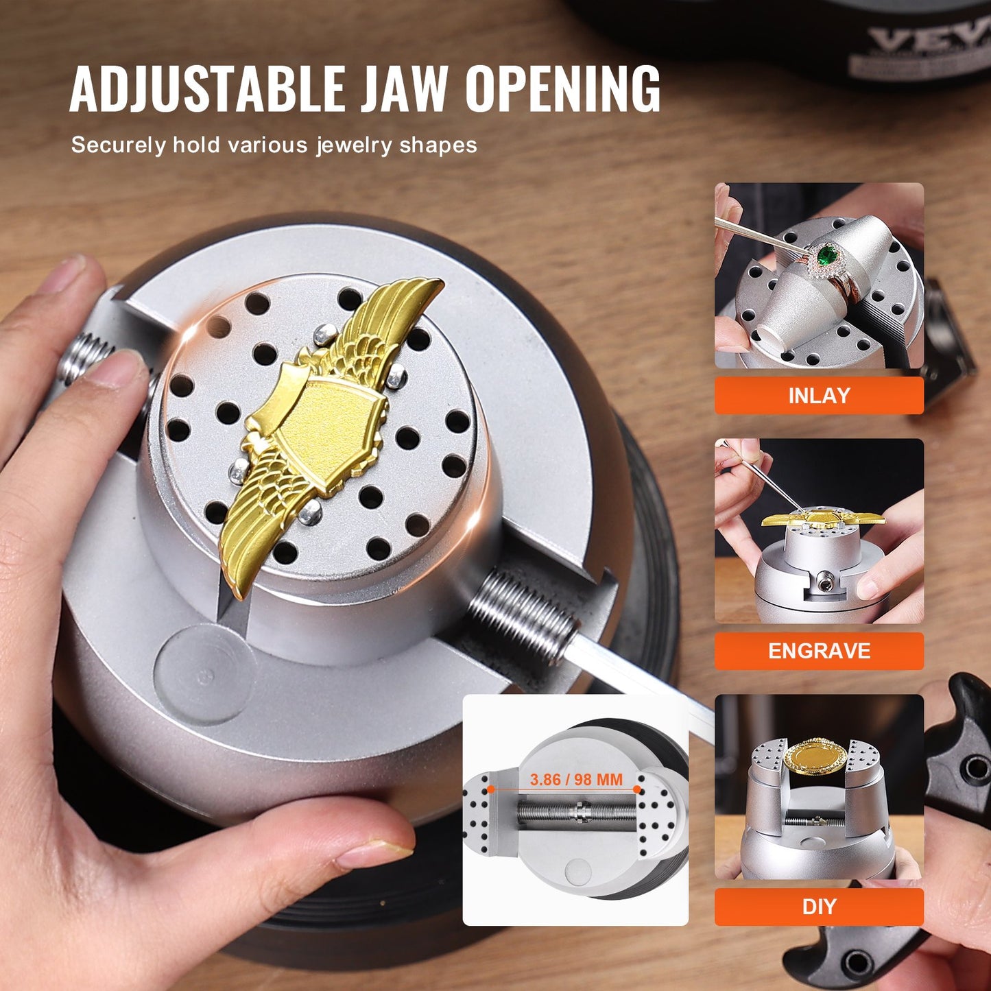 VEVOR Ball Vise, 5" Engraving Setting Tool, 360°Rotation Engraving Block Vise, 69 PCS Attachment,-$135