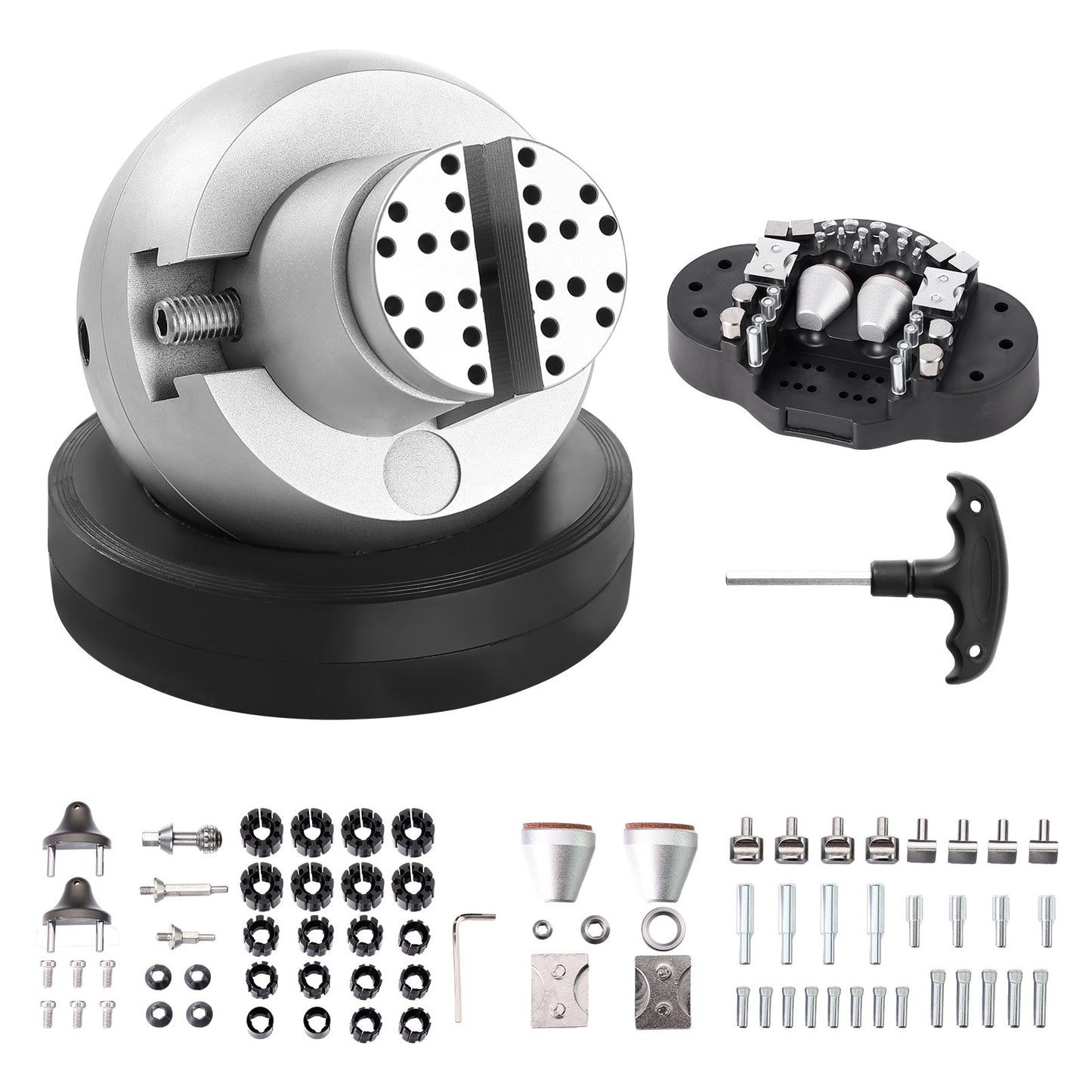 VEVOR Ball Vise, 5" Engraving Setting Tool, 360°Rotation Engraving Block Vise, 69 PCS Attachment,-$135