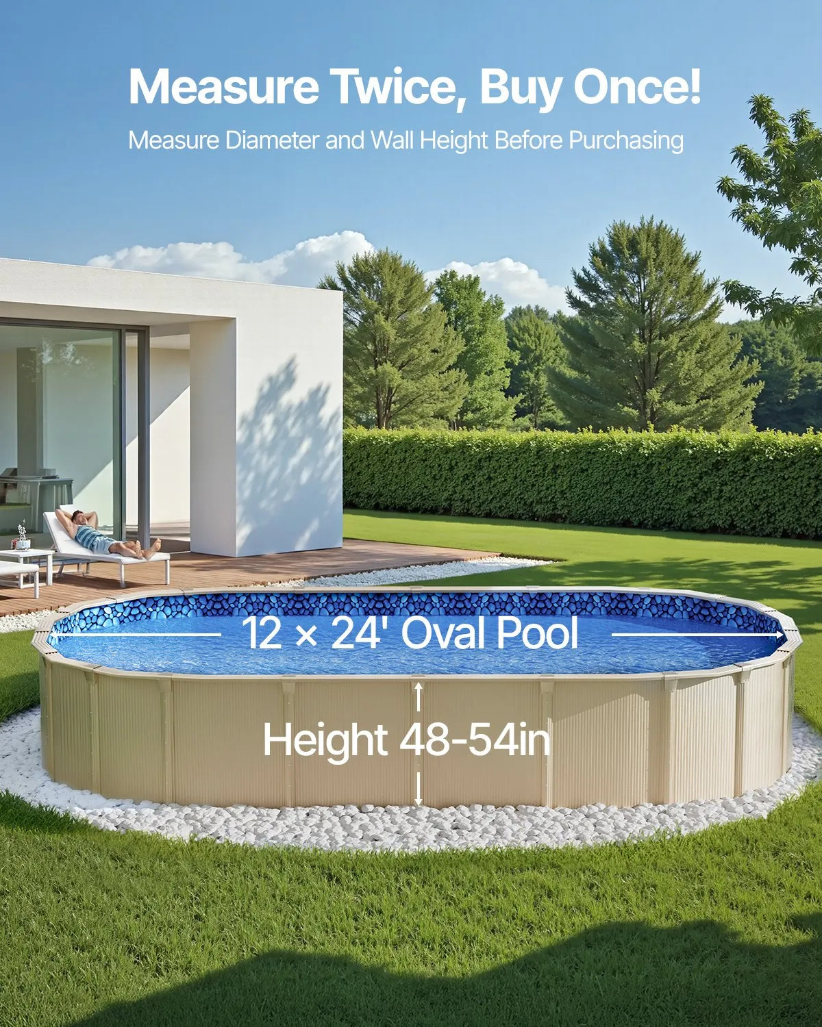 VEVOR 12 x 24 ft Oval Pool Liner, Overlap Style Above Ground Pool Liners, 48-to-54inch Wall Height,-$130