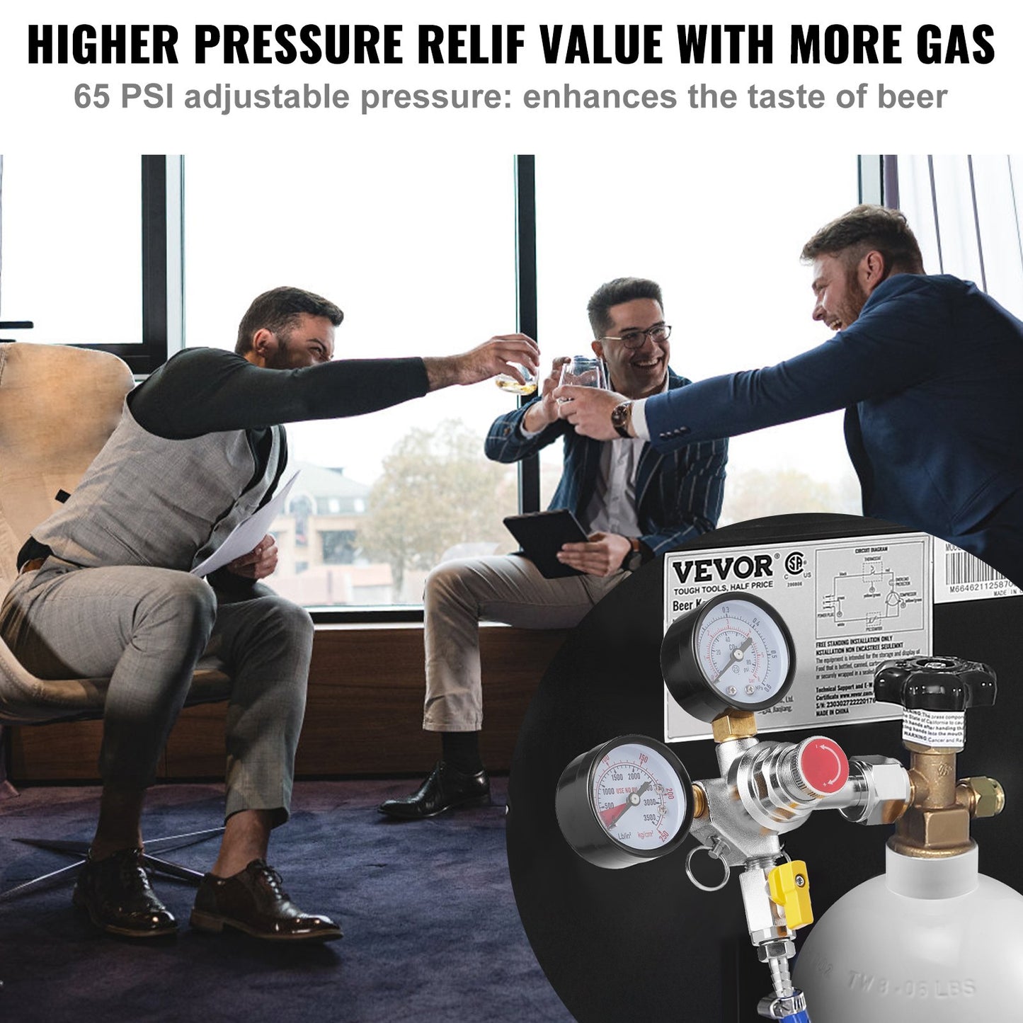 VEVOR Double Gauge Regulator, CO2 Regulator Gauge with 0-60PSI, Heavy Duty CO2 Gauge Gas System,-$30