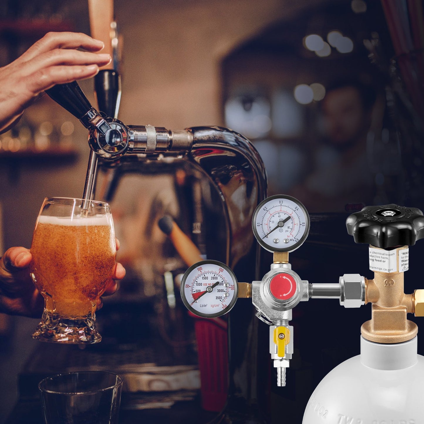 VEVOR Double Gauge Regulator, CO2 Regulator Gauge with 0-60PSI, Heavy Duty CO2 Gauge Gas System,-$30