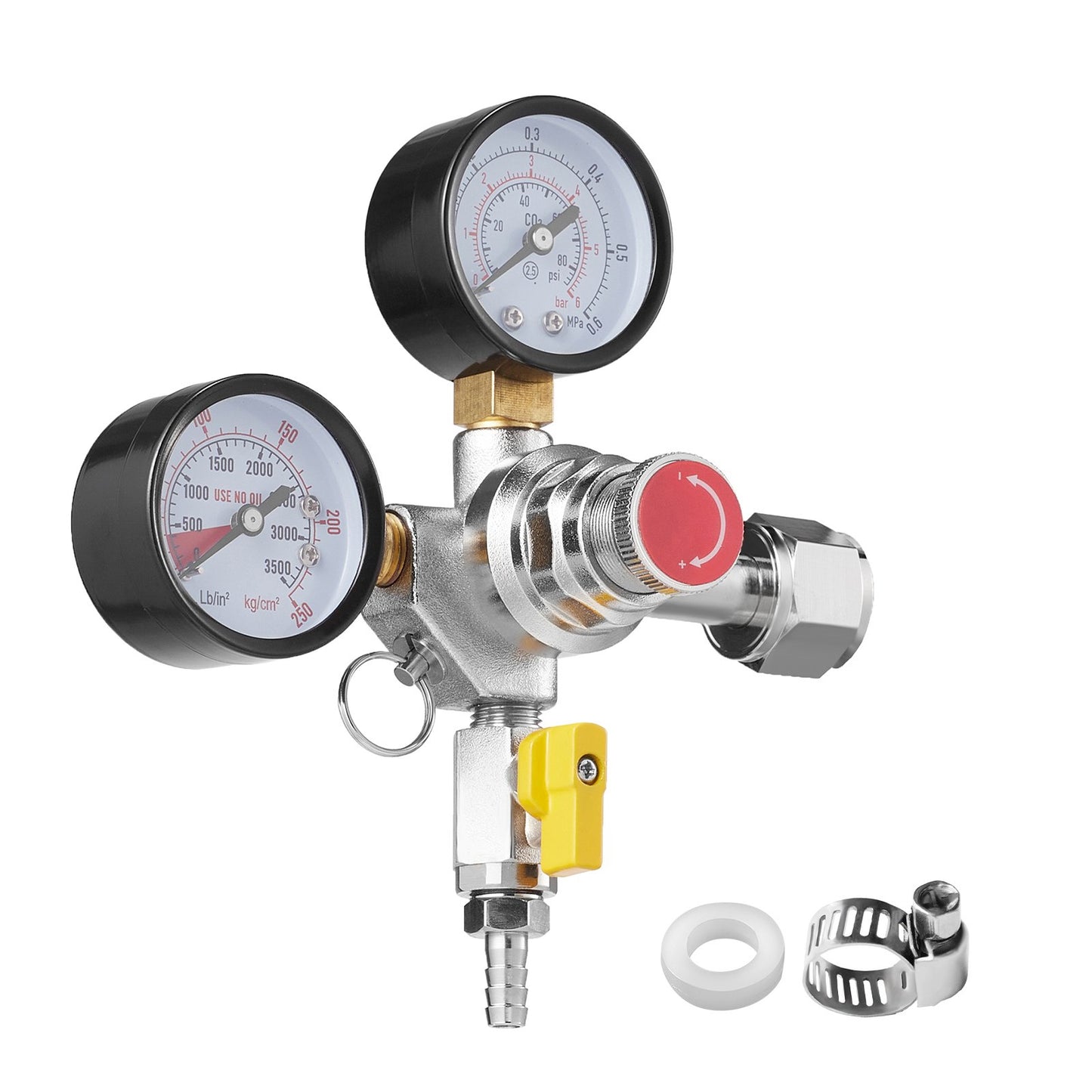 VEVOR Double Gauge Regulator, CO2 Regulator Gauge with 0-60PSI, Heavy Duty CO2 Gauge Gas System,-$30