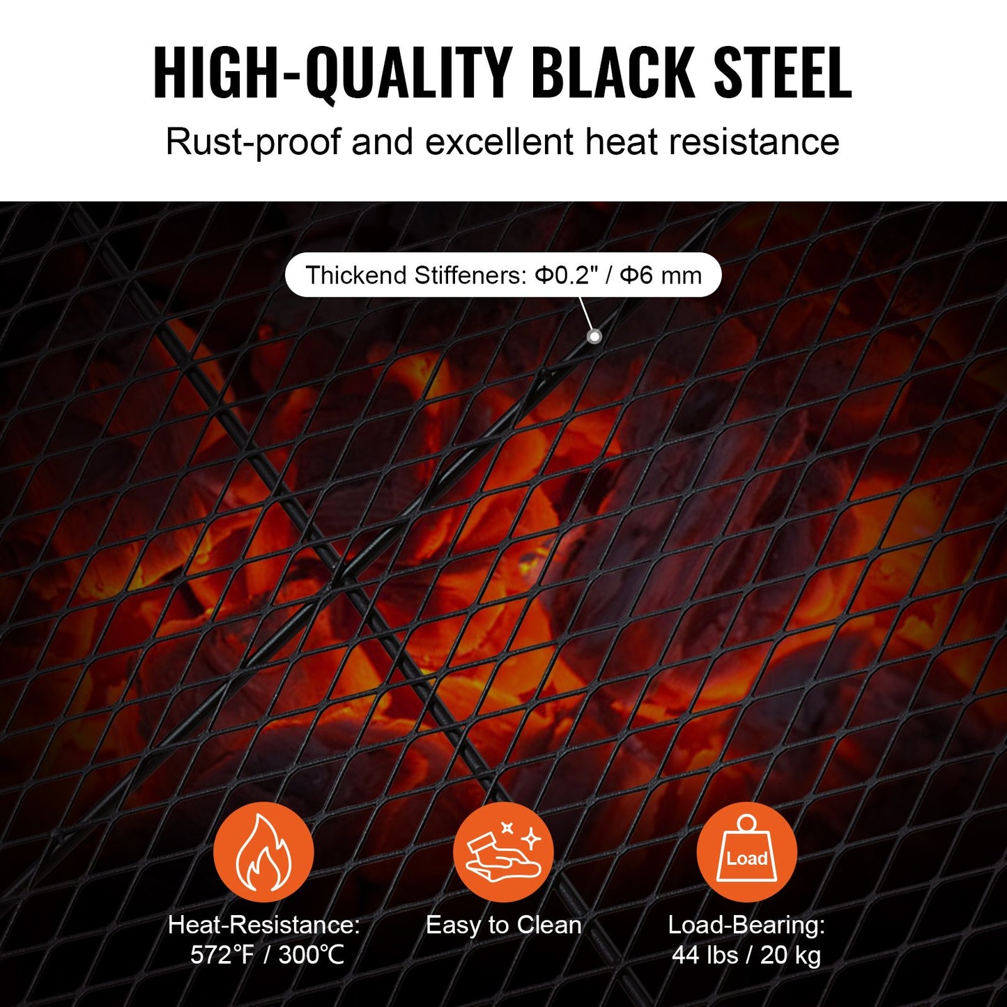VEVOR X-Marks Fire Pit Grill Grate, Round Cooking Grate, Heavy Duty Steel Campfire BBQ Grill Grid