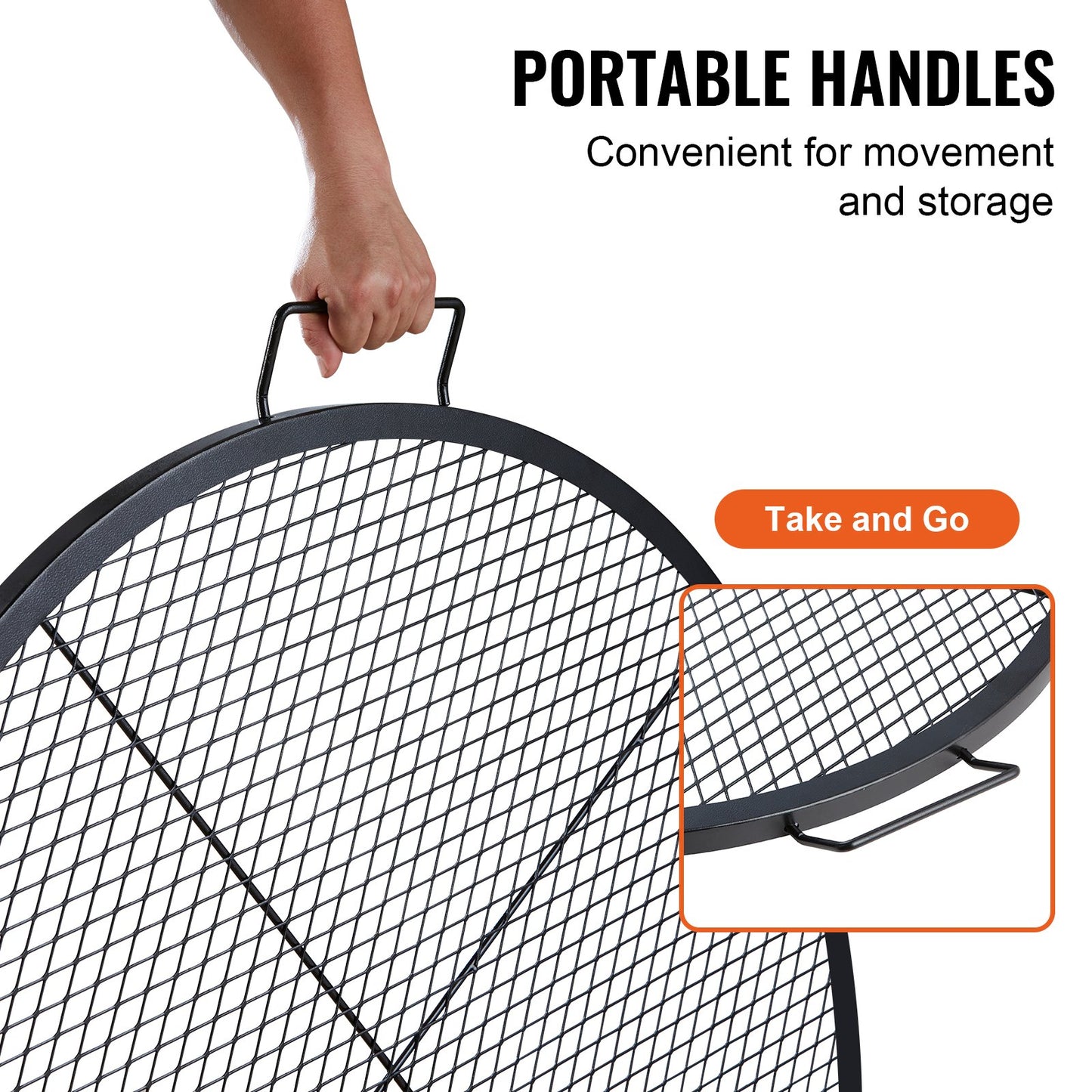 VEVOR X-Marks Fire Pit Grill Grate, Round Cooking Grate, Heavy Duty Steel Campfire BBQ Grill Grid