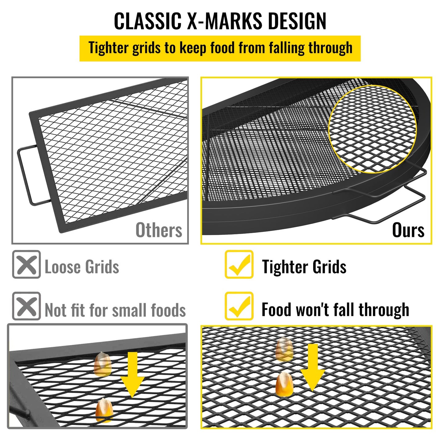 VEVOR Fire Pit Grill Grate, Foldable Round Cooking Grate, Heavy Duty X-Marks Campfire BBQ Grill,-$40