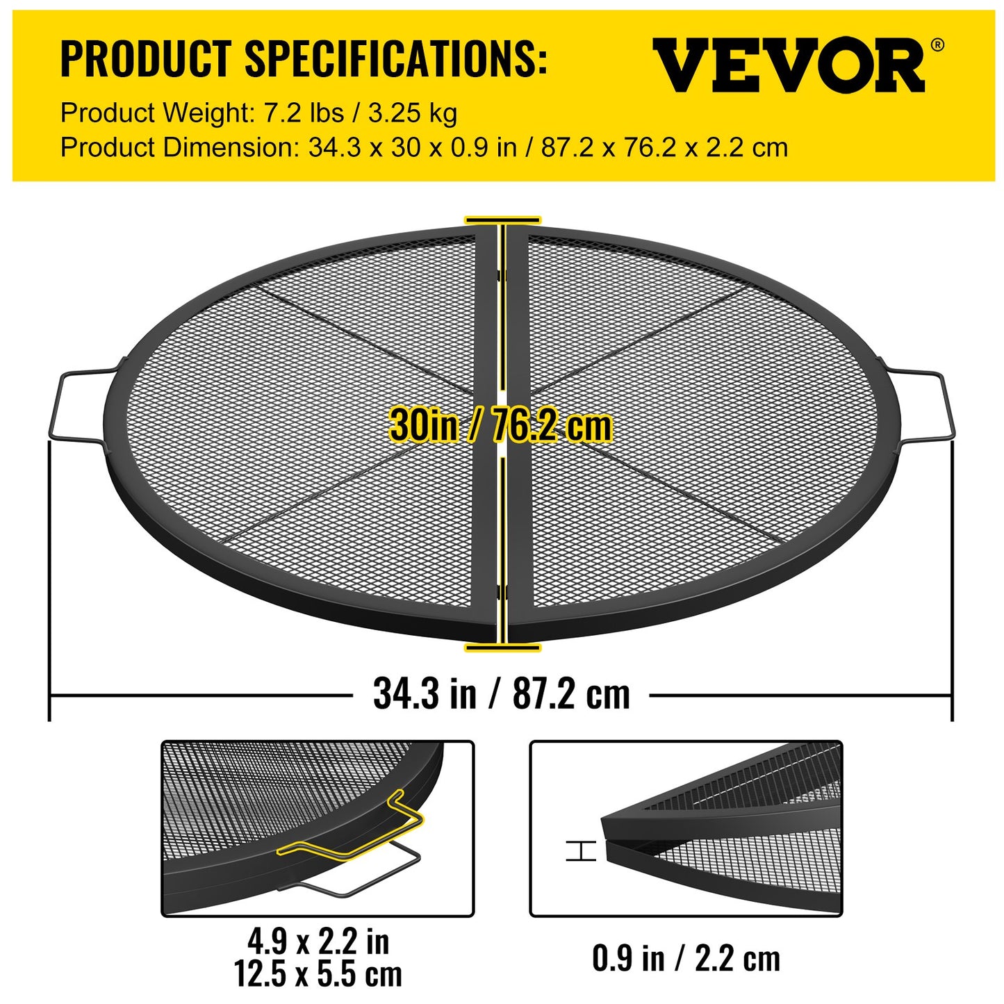 VEVOR Fire Pit Grill Grate, Foldable Round Cooking Grate, Heavy Duty X-Marks Campfire BBQ Grill,-$40