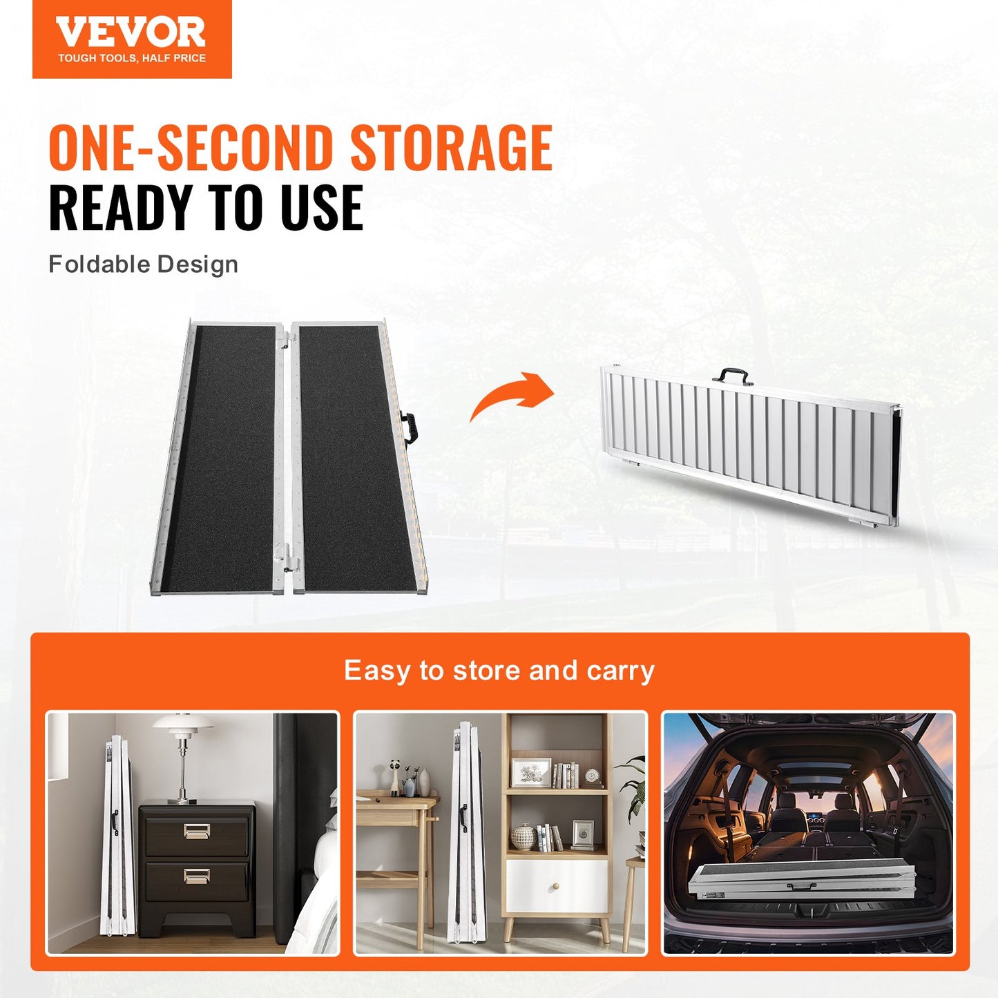 VEVOR Portable Wheelchair Ramp, 6 ft 800 lbs Capacity, Non-Slip Aluminum Folding Threshold Ramp,-$180