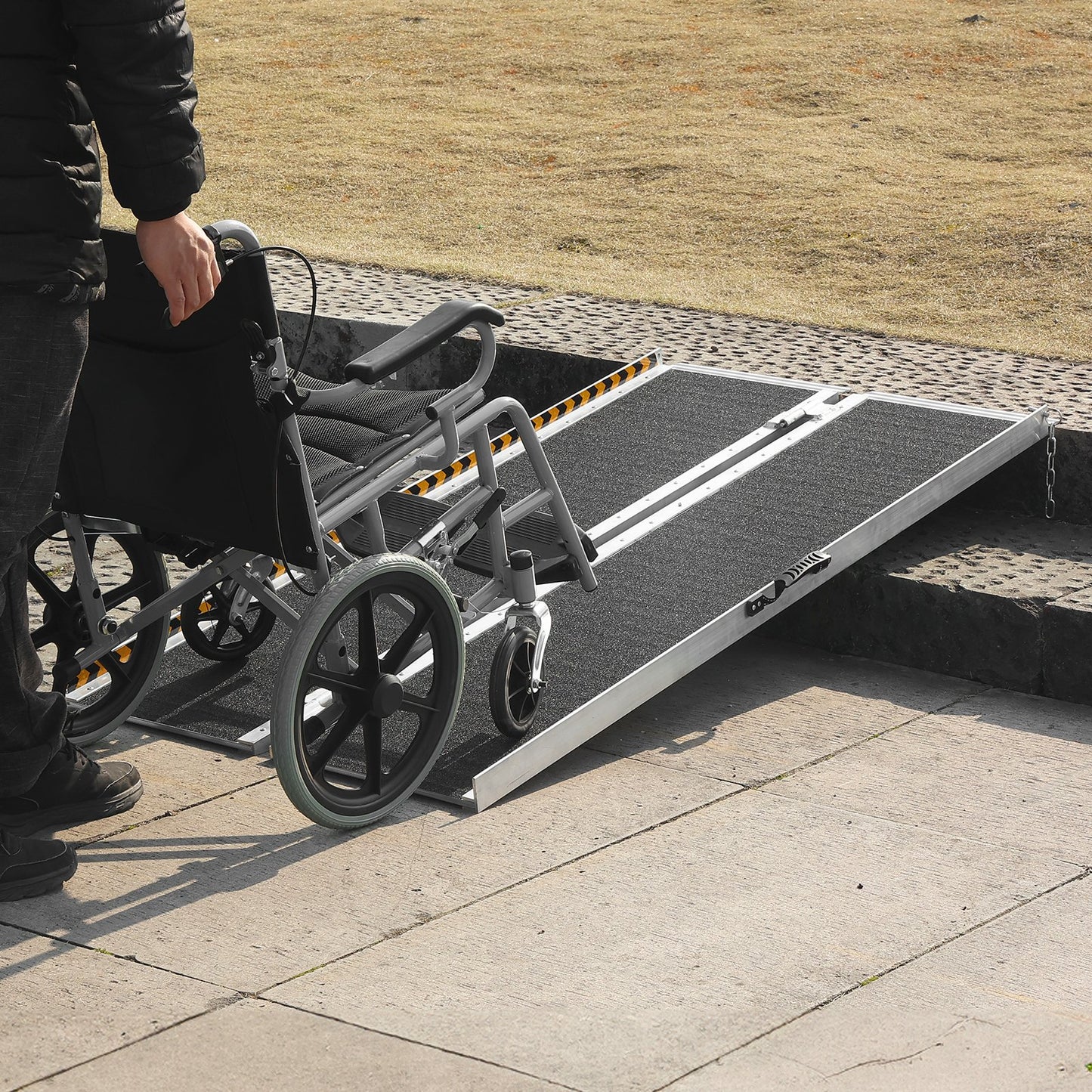 VEVOR Portable Wheelchair Ramp, 6 ft 800 lbs Capacity, Non-Slip Aluminum Folding Threshold Ramp,-$180