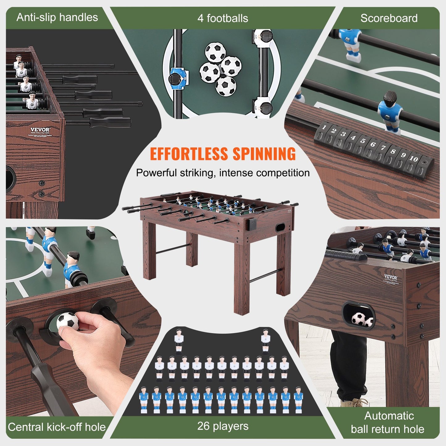 VEVOR Foosball Table, 55 inch Standard Size Foosball Table, Indoor Full Size Foosball Table for Home,-$270