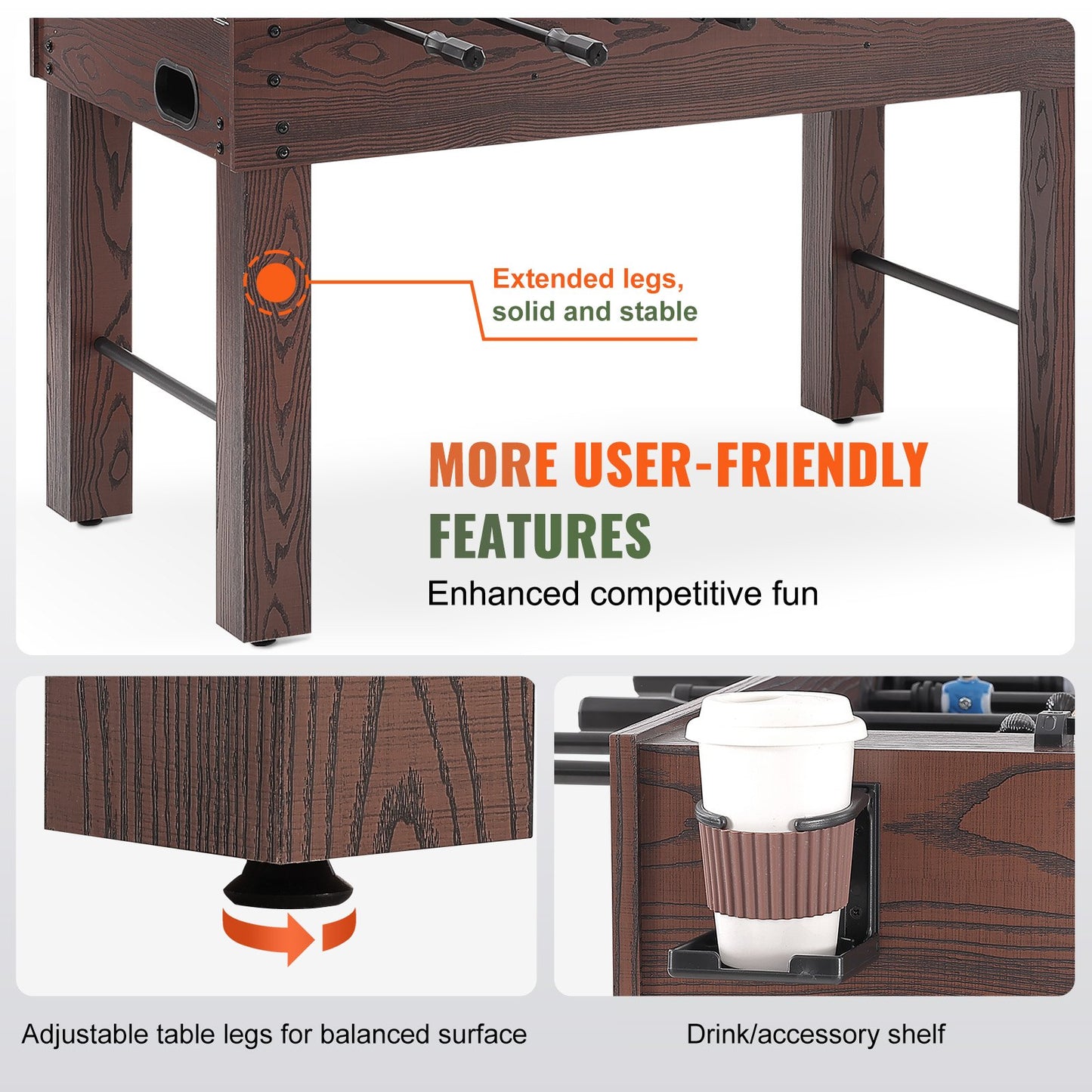 VEVOR Foosball Table, 55 inch Standard Size Foosball Table, Indoor Full Size Foosball Table for Home,-$270