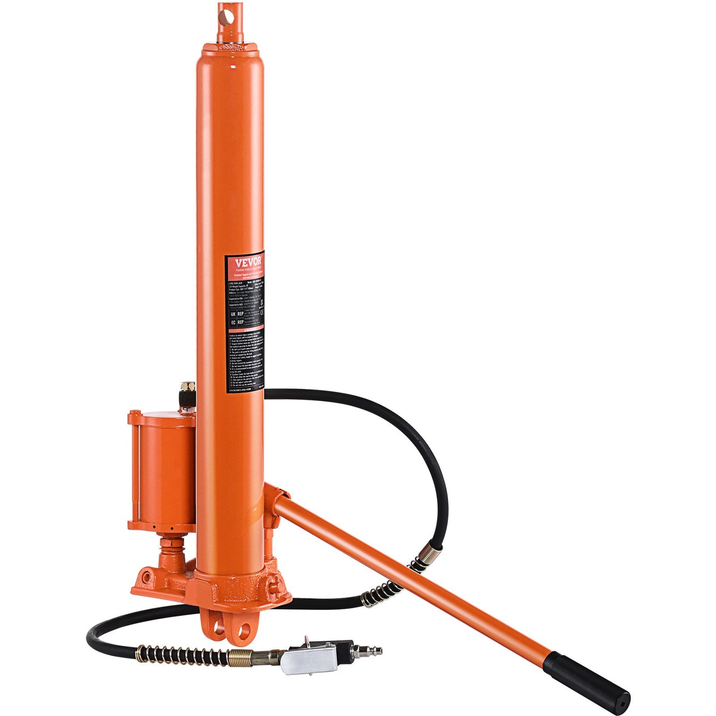VEVOR Hydraulic Long Ram Jack, 8 Ton Engine Hoist Cylinder with Air Pump and Single Piston Pump-$90