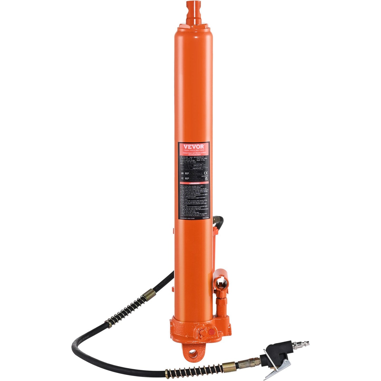 VEVOR Hydraulic Long Ram Jack, 8 Ton Engine Hoist Cylinder with Air Pump and Single Piston Pump-$90