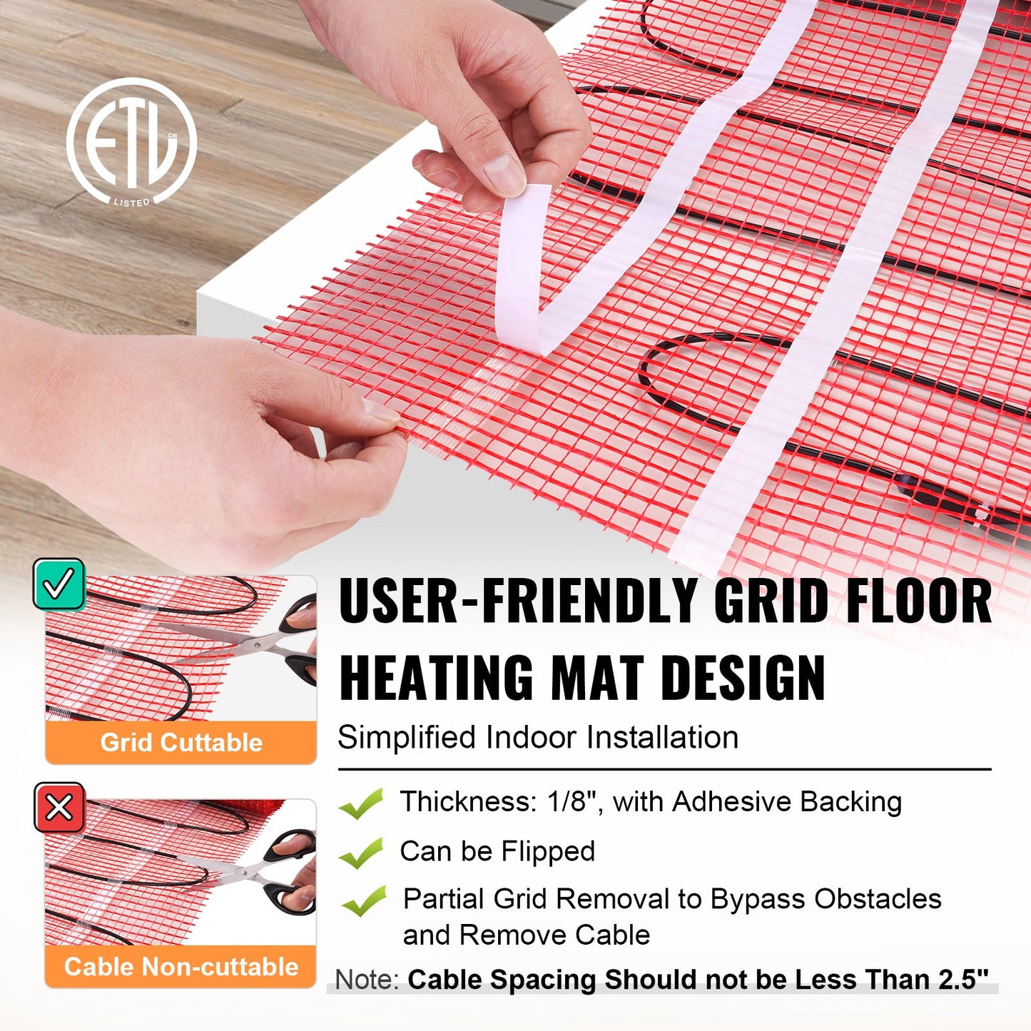 VEVOR Floor Heating Mat, 20 Sq. ft, Electric Radiant In-Floor Heated Warm System,-$100