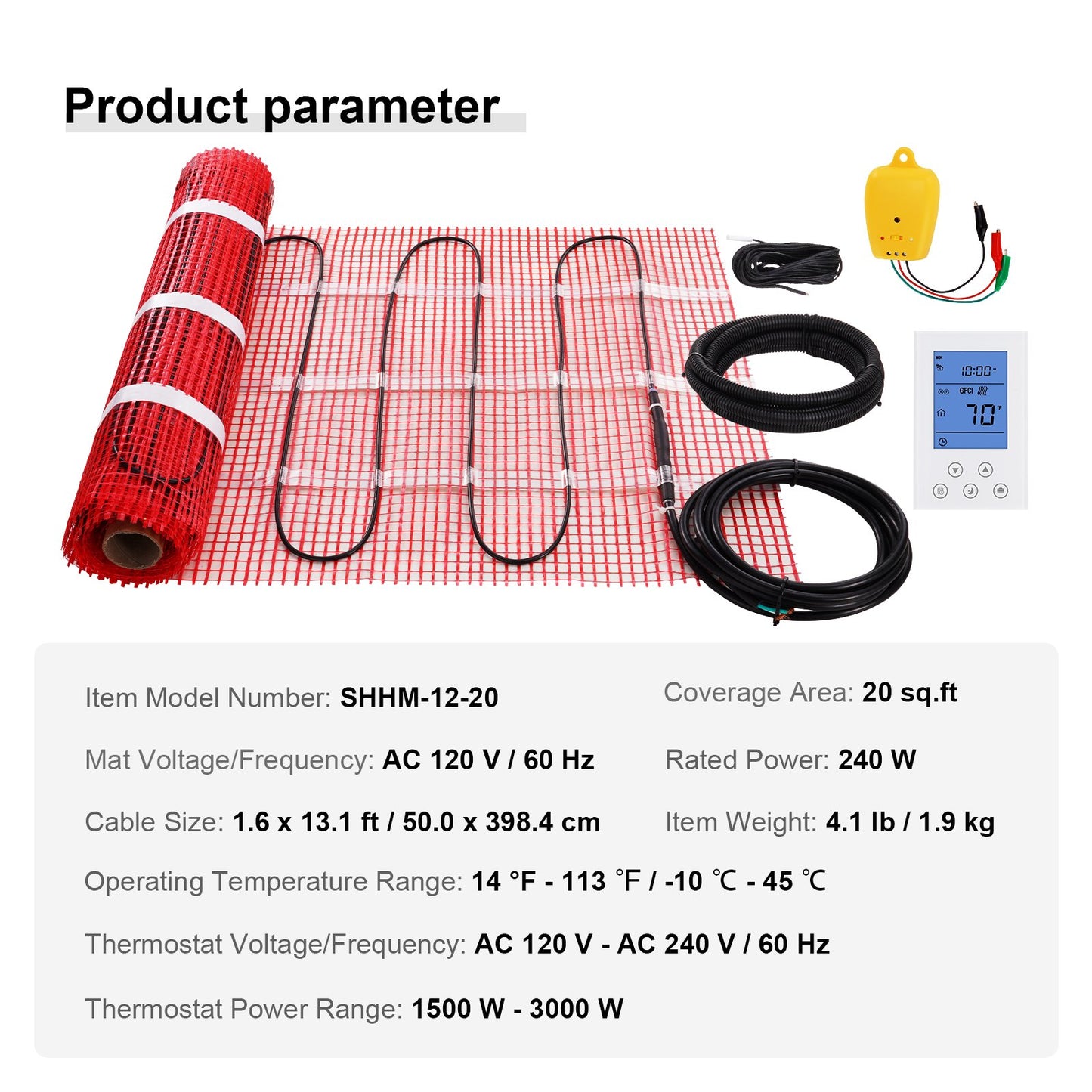 VEVOR Floor Heating Mat, 20 Sq. ft, Electric Radiant In-Floor Heated Warm System,-$100