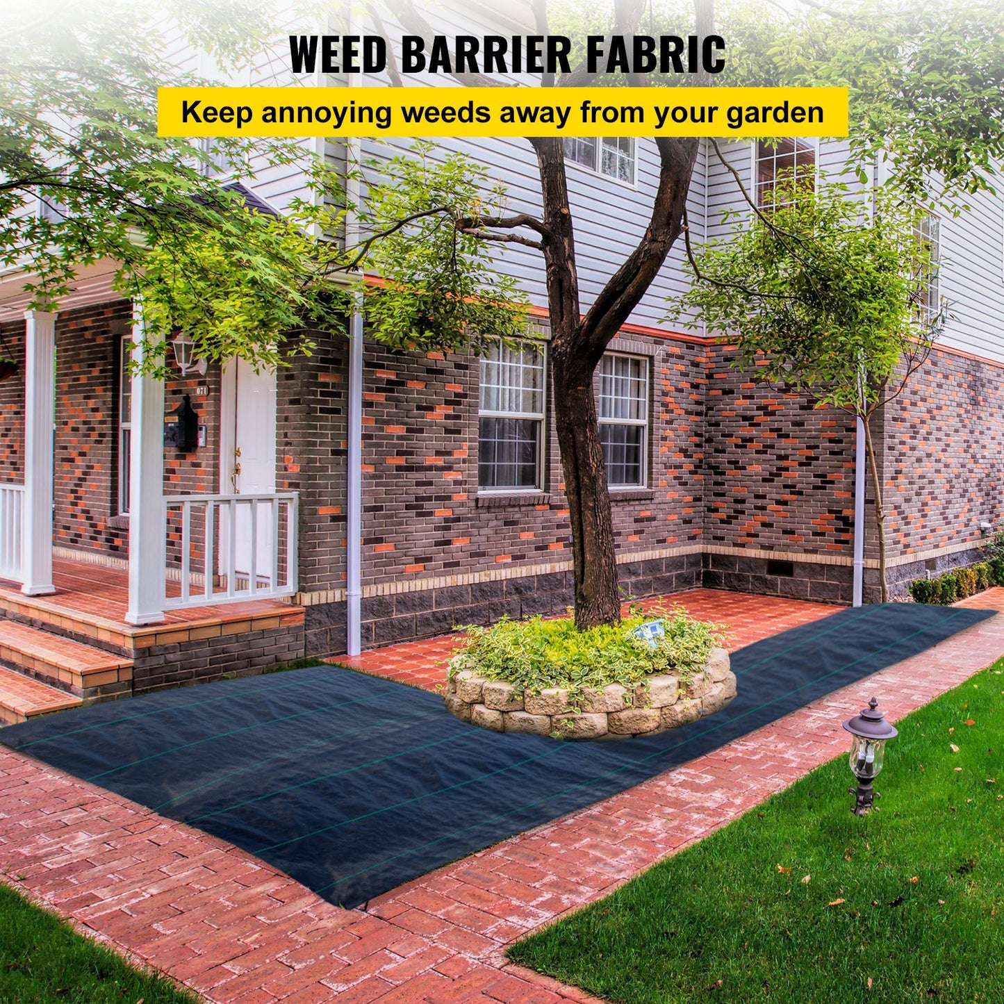 VEVOR 6.5FTx300FT Premium Weed Barrier Fabric Heavy Duty 3.2OZ, Woven Weed Control Fabric,