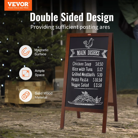 VEOVR A Frame Chalkboard Sign, 20"x40" Double-Sided Sidewalk Signs,Wooden Chalk Board,-$45