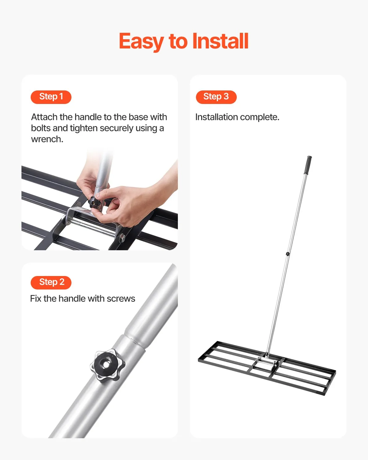 VEVOR Lawn Leveling Rake, Lawn Leveler with 83.9 in Handle, 36x10 in Ground Plate,-$30