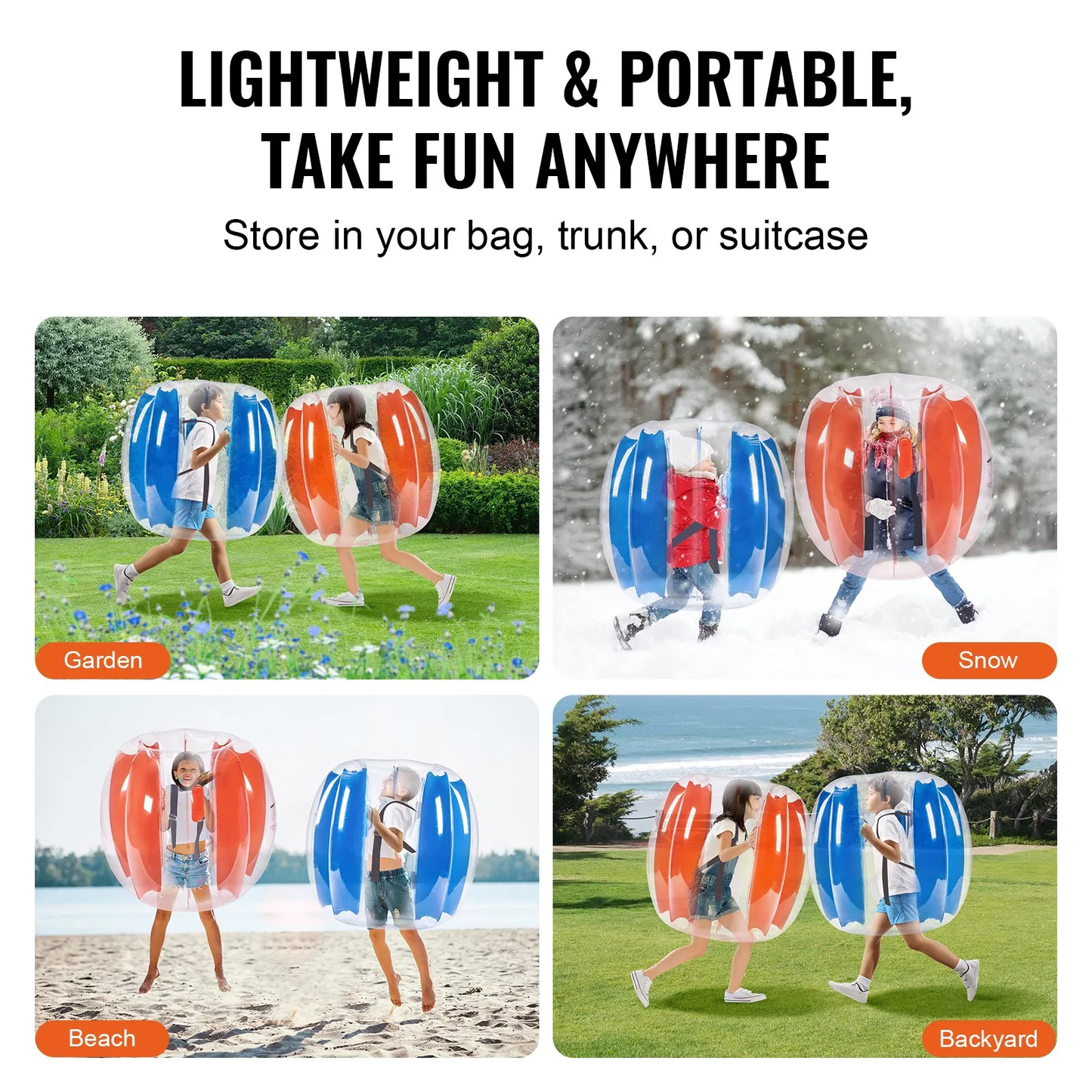 VEVOR Inflatable Bumper Balls 2-Pack , 3FT/0.9M Body Sumo Zorb Balls for Kids & Teens,-$45