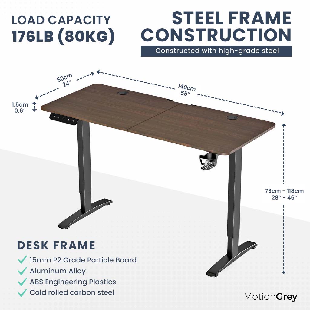 BNIB-Ergo2 Electric Standing Desk, Affordable Office Must-Have Desk, Walnut/Black