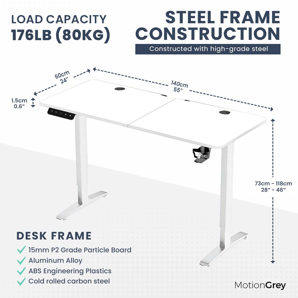 BNIB-Ergo2 Electric Standing Desk, Affordable Office Must-Have Desk, White