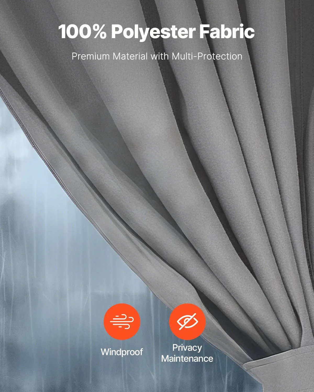 VEVOR Gazebo Curtains Outdoor, Fit Most 10' x 10' x 6.7' Gazebos, 4-Panel Sidewall ,-$40